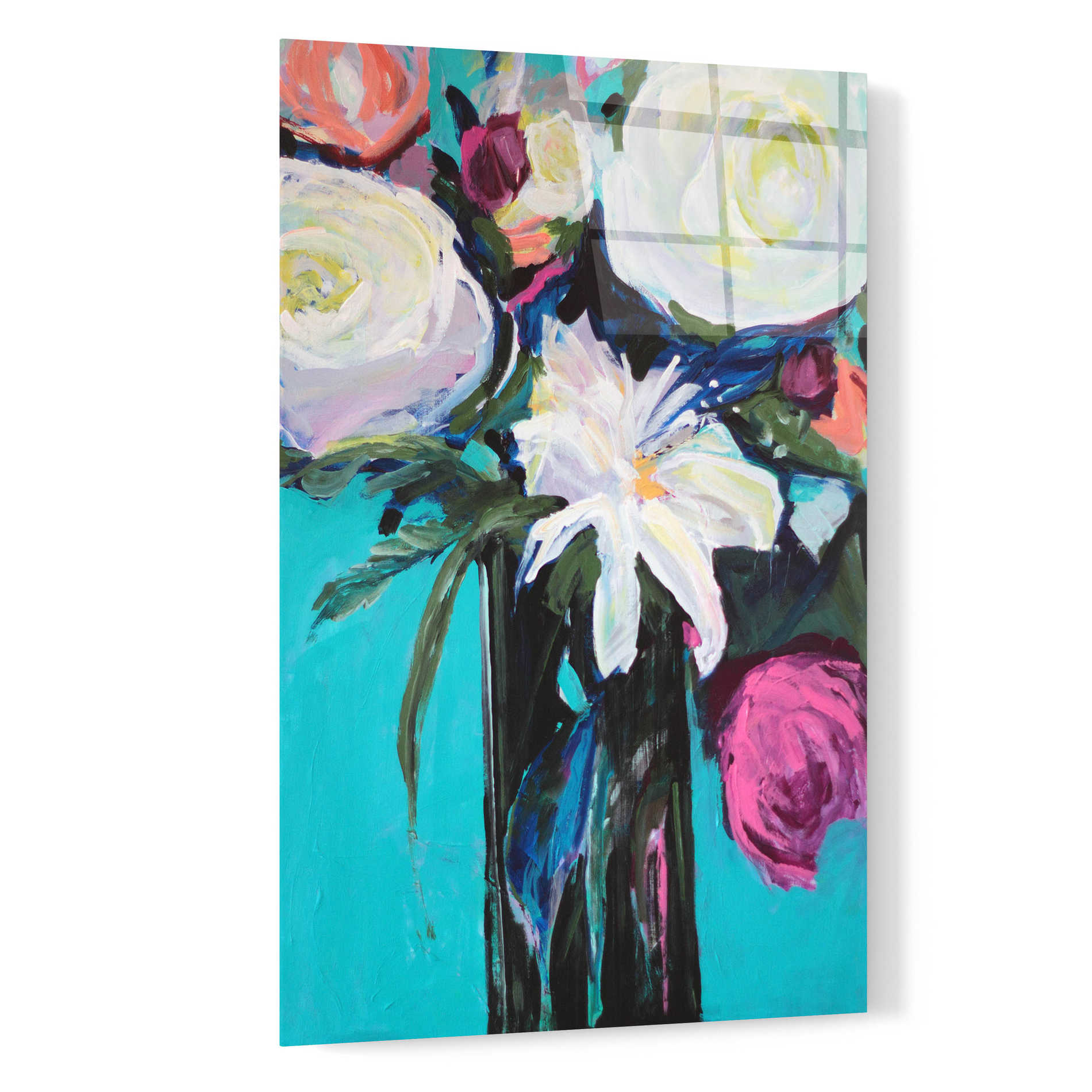 Epic Art 'White Lily' by Jacqueline Brewer, Acrylic Glass Wall Art,16x24