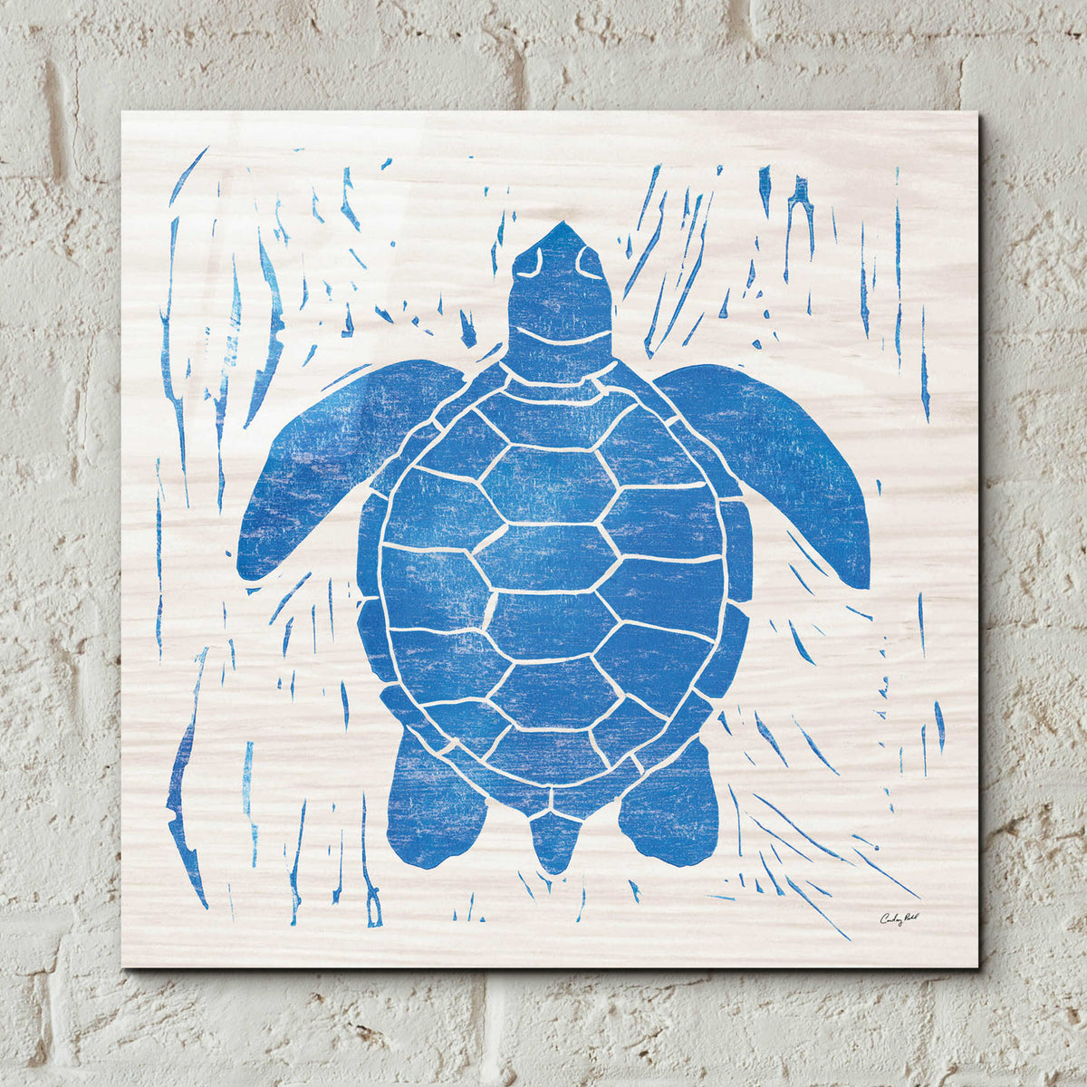 Epic Art 'Sea Creature Turtle Blue' by Courtney Prahl, Acrylic Glass Wall Art,12x12