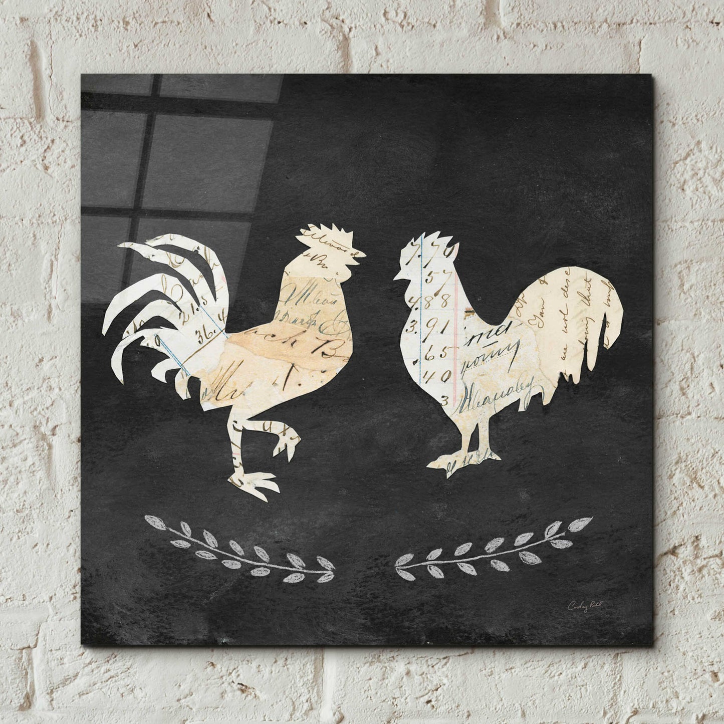 Epic Art 'Le Coq Cameo Sq no Words' by Courtney Prahl, Acrylic Glass Wall Art,12x12