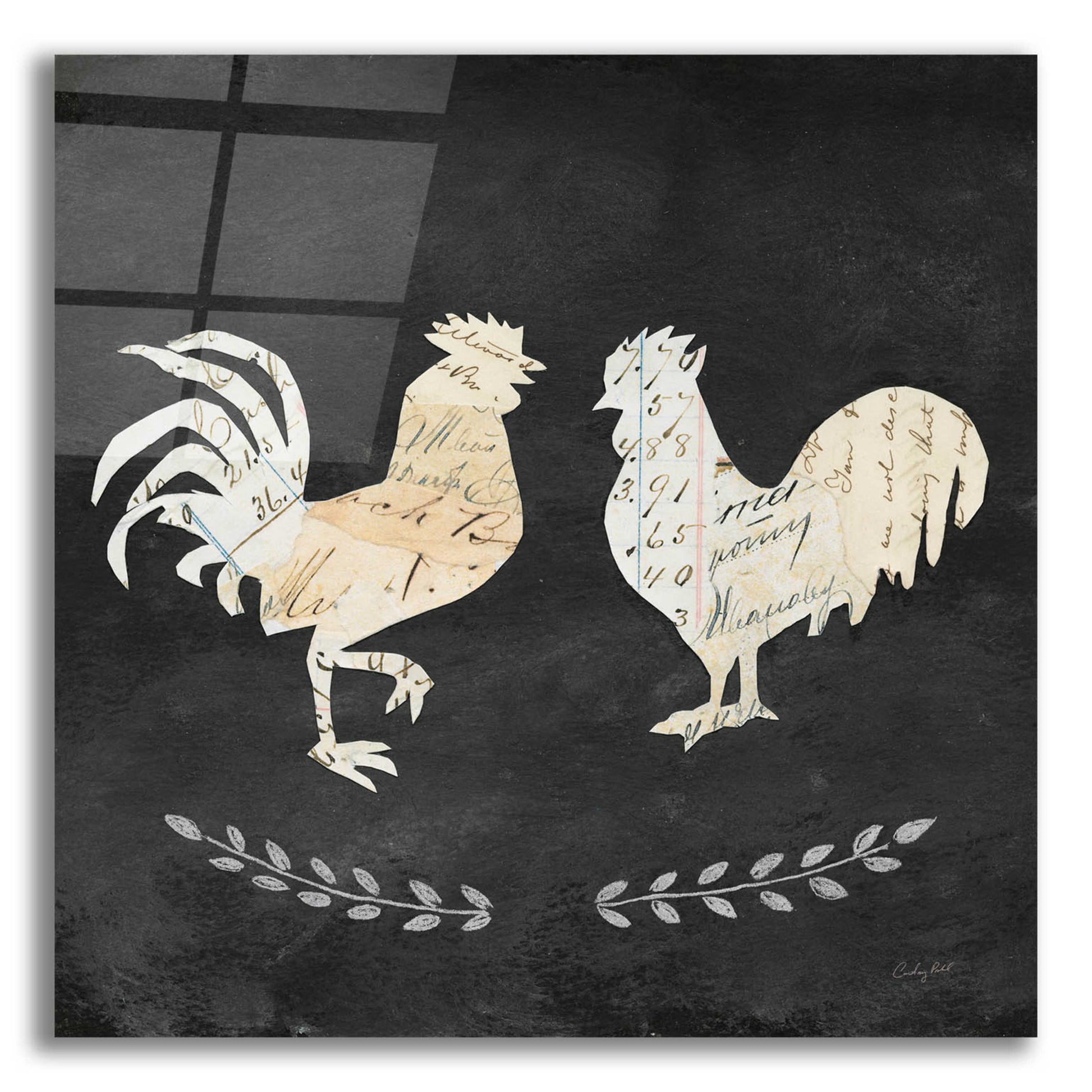 Epic Art 'Le Coq Cameo Sq no Words' by Courtney Prahl, Acrylic Glass Wall Art,12x12