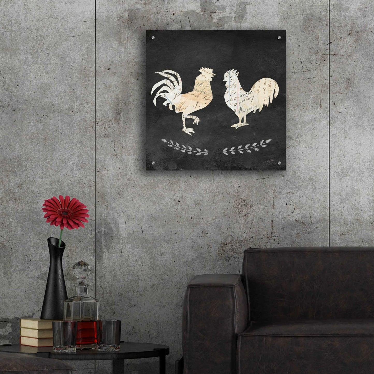 Epic Art 'Le Coq Cameo Sq no Words' by Courtney Prahl, Acrylic Glass Wall Art,24x24