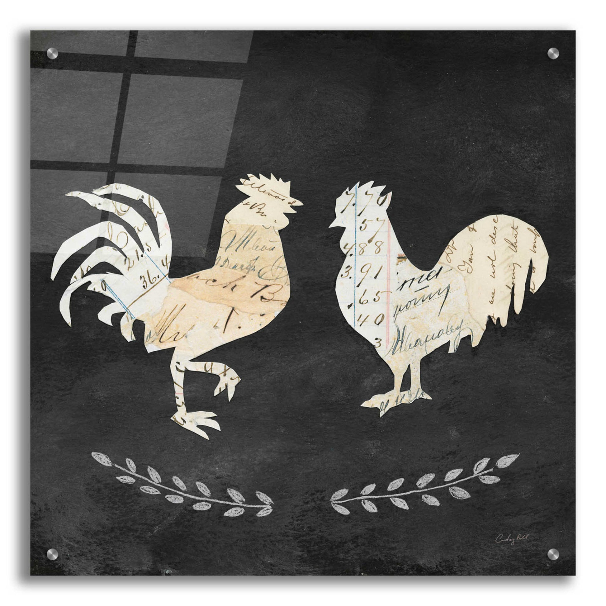 Epic Art 'Le Coq Cameo Sq no Words' by Courtney Prahl, Acrylic Glass Wall Art,24x24