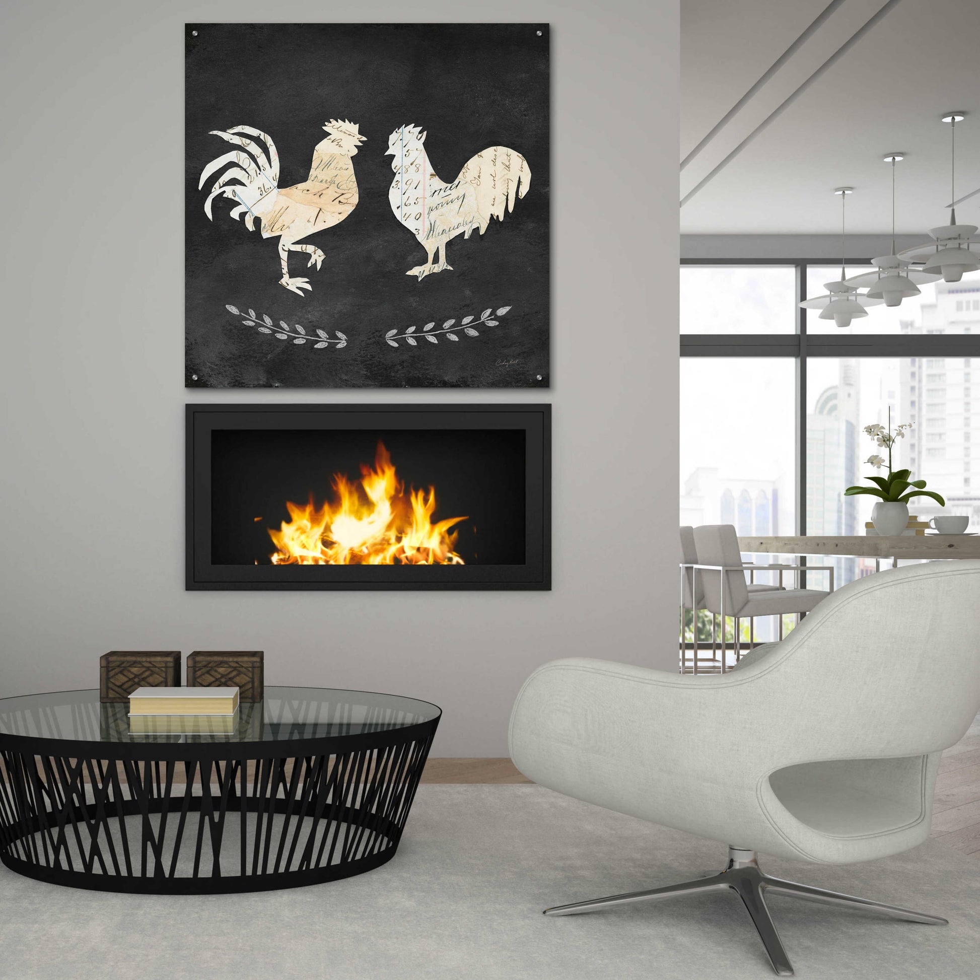 Epic Art 'Le Coq Cameo Sq no Words' by Courtney Prahl, Acrylic Glass Wall Art,36x36