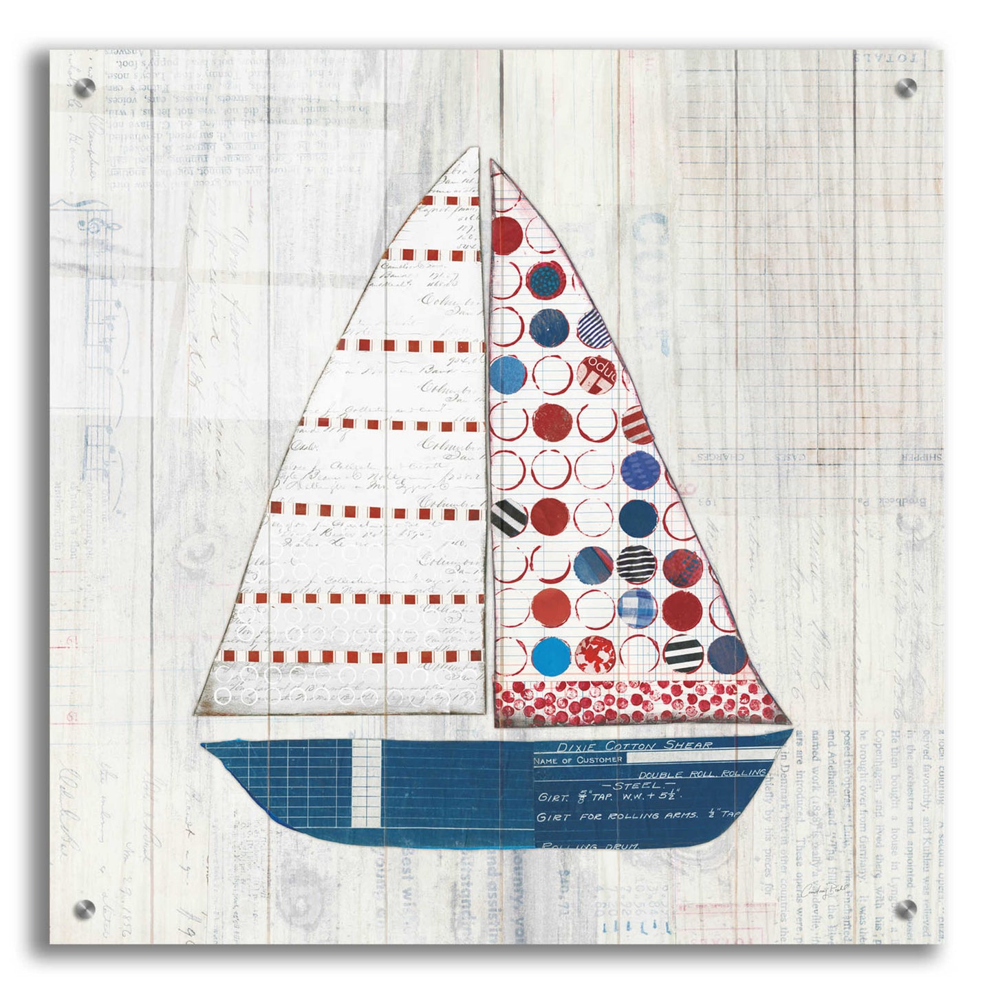 Epic Art 'Wind and Waves I Nautical' by Courtney Prahl, Acrylic Glass Wall Art,24x24
