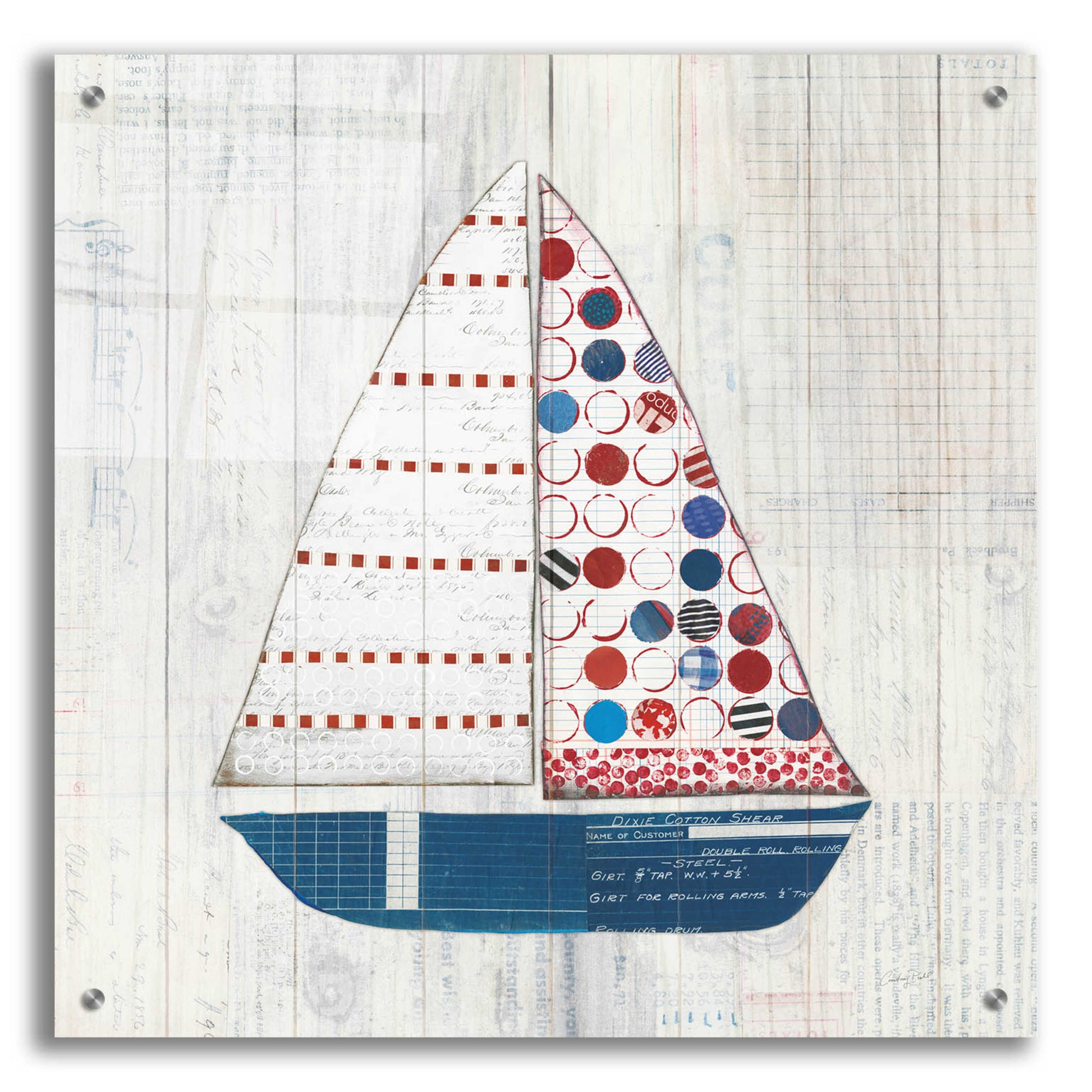 Epic Art 'Wind and Waves I Nautical' by Courtney Prahl, Acrylic Glass Wall Art,24x24