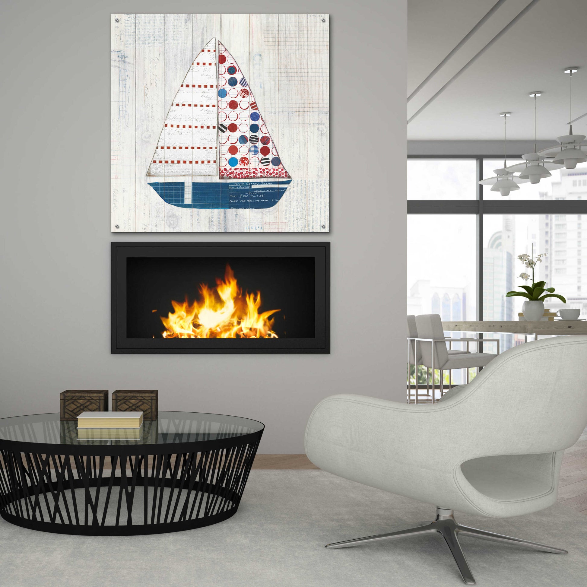 Epic Art 'Wind and Waves I Nautical' by Courtney Prahl, Acrylic Glass Wall Art,36x36