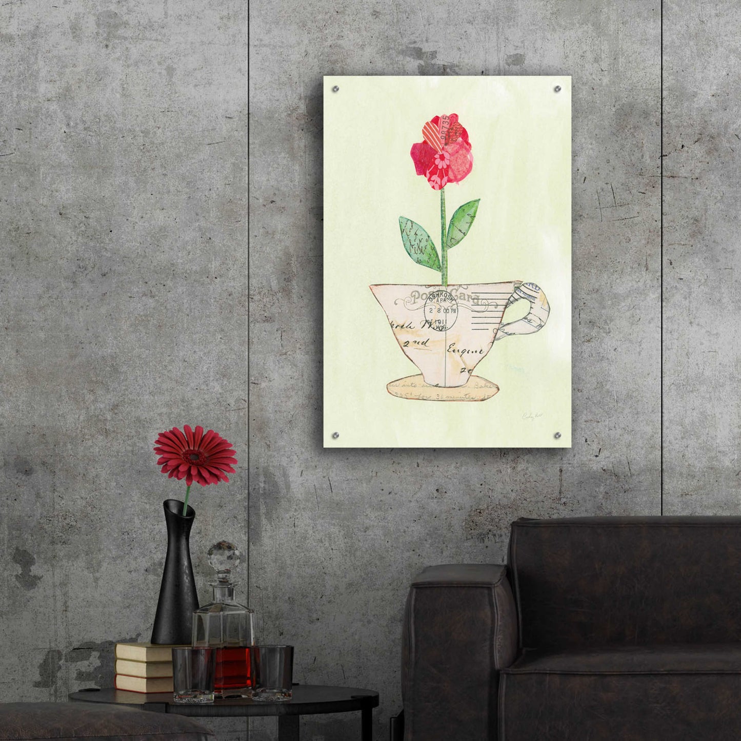 Epic Art 'Teacup Floral I' by Courtney Prahl, Acrylic Glass Wall Art,24x36