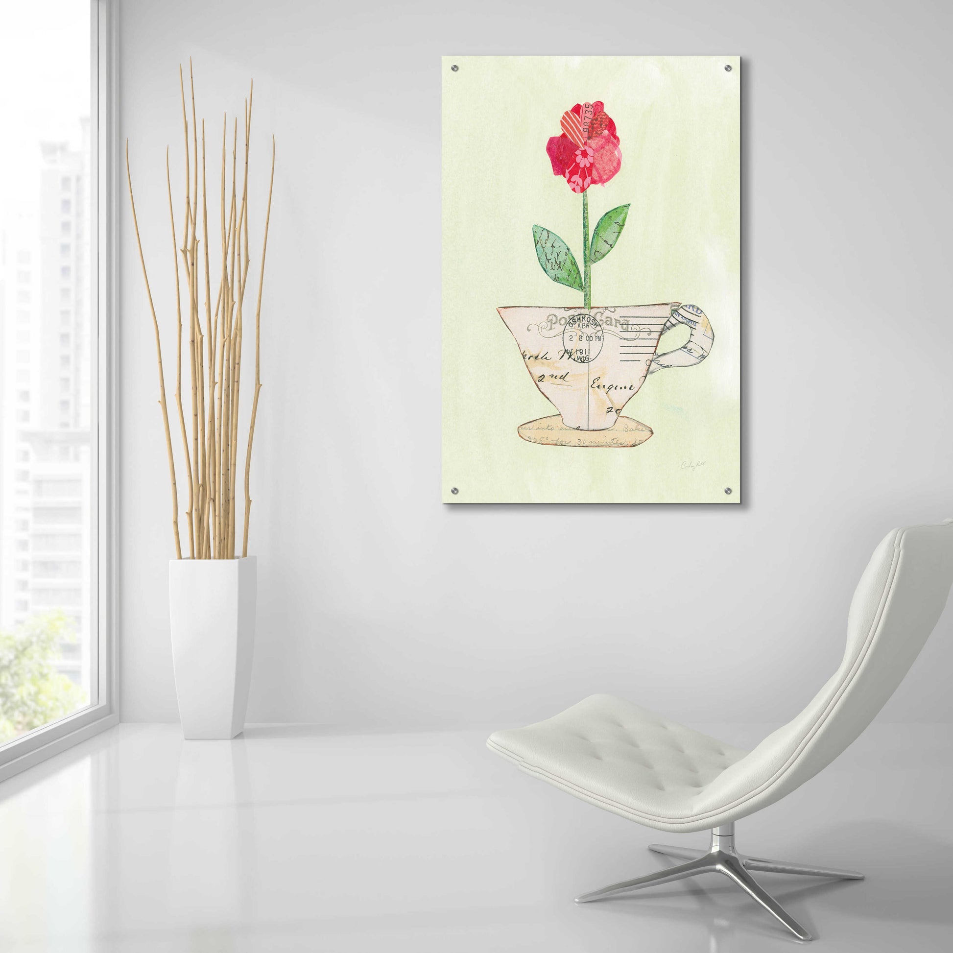 Epic Art 'Teacup Floral I' by Courtney Prahl, Acrylic Glass Wall Art,24x36