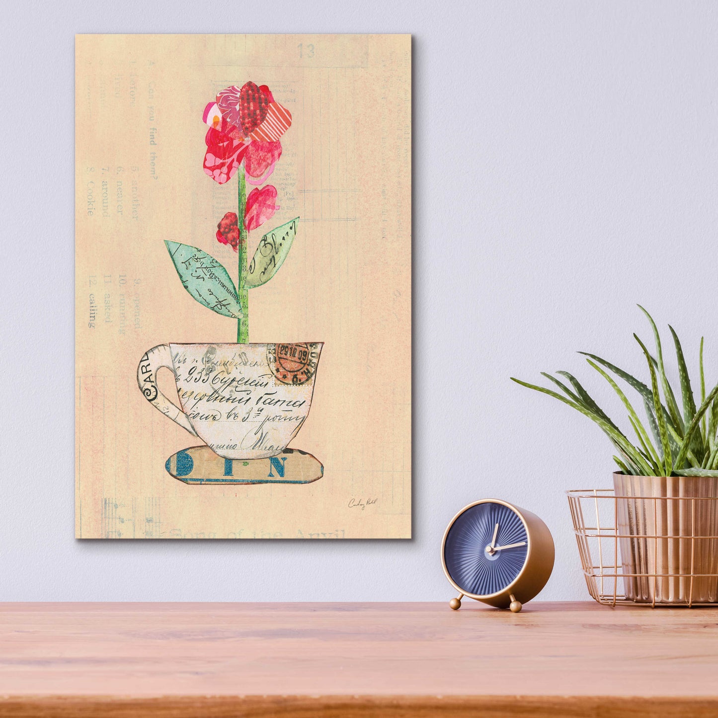 Epic Art 'Teacup Floral IV on Print' by Courtney Prahl, Acrylic Glass Wall Art,12x16