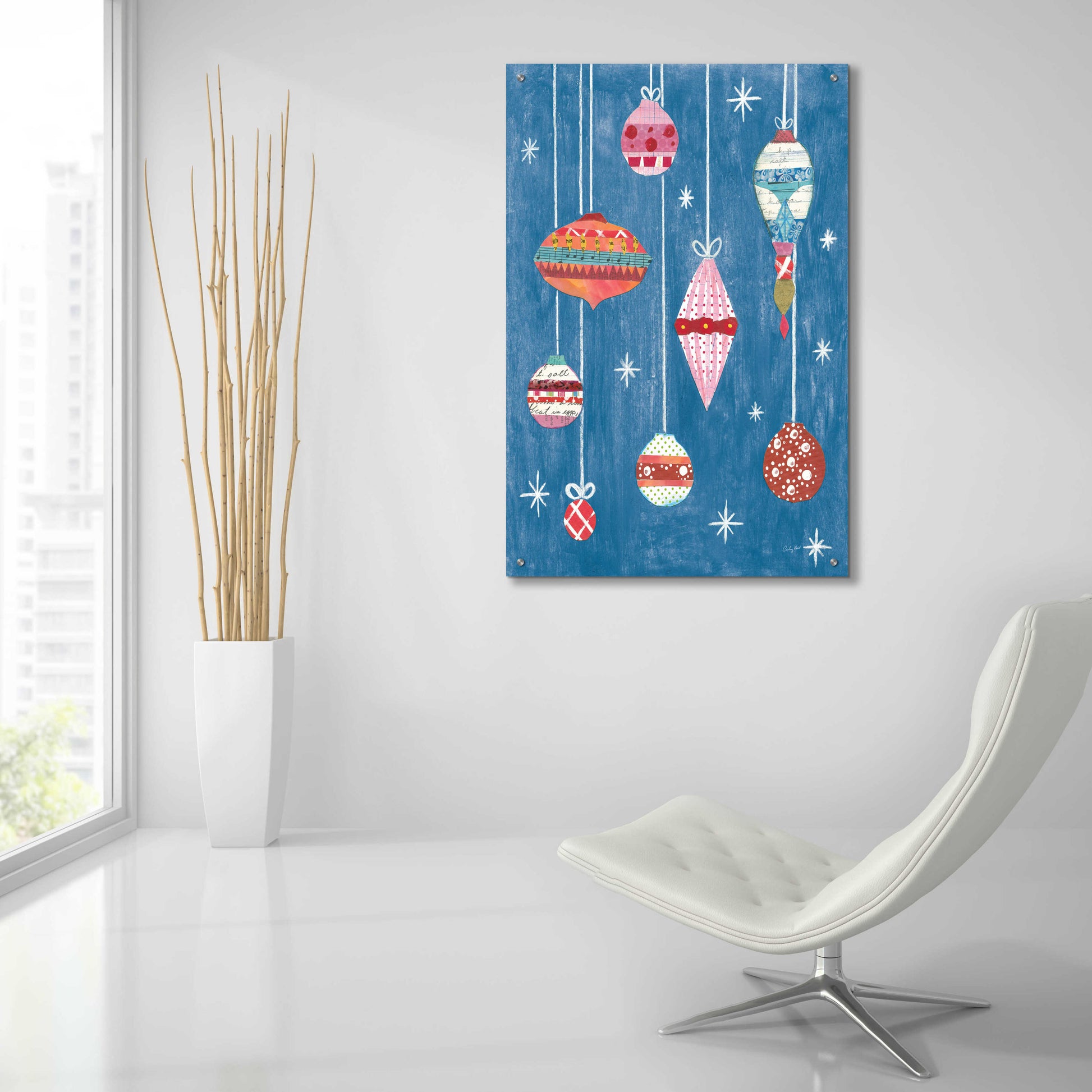 Epic Art 'Retro Ornament II Blue' by Courtney Prahl, Acrylic Glass Wall Art,24x36