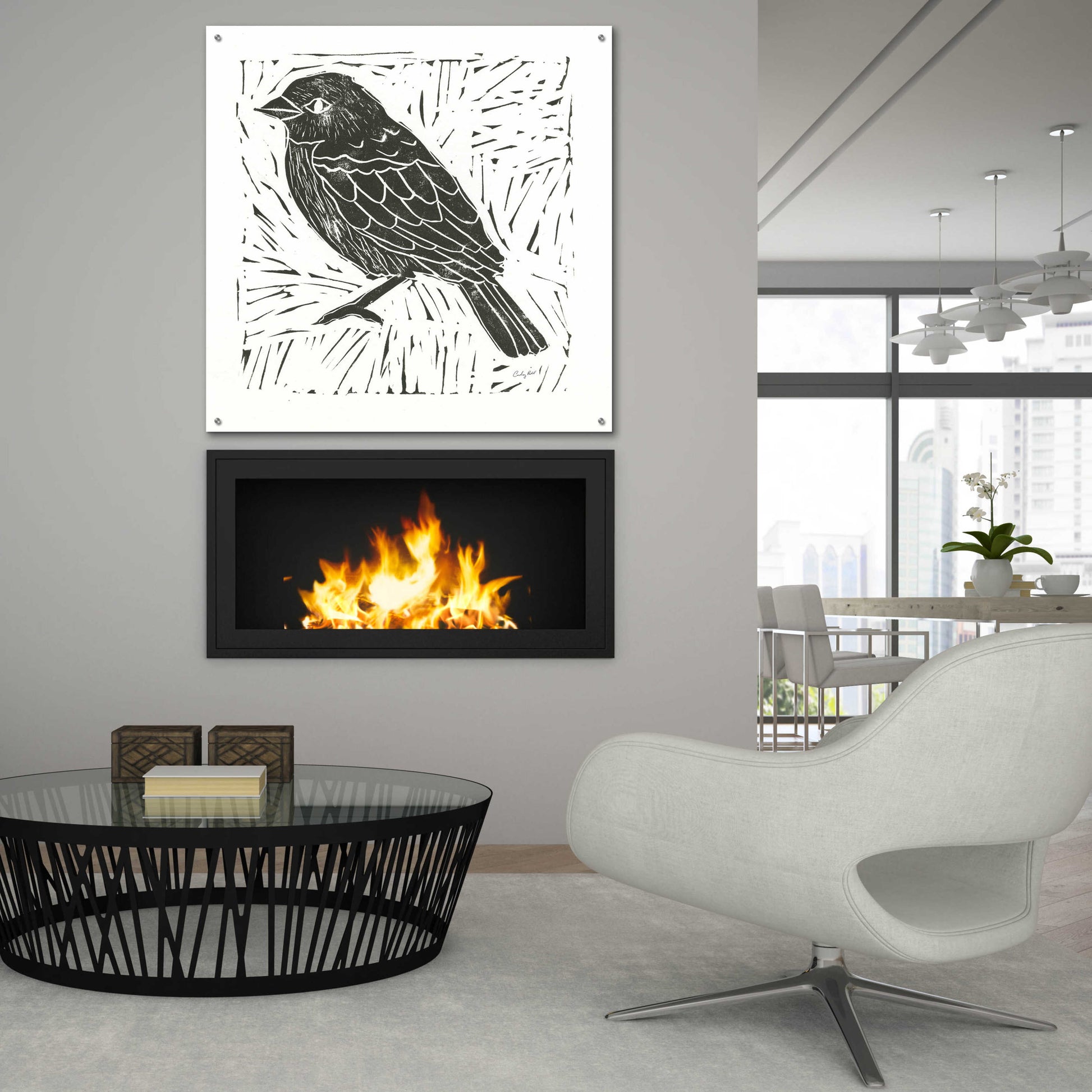 Epic Art 'Bird Element I' by Courtney Prahl, Acrylic Glass Wall Art,36x36