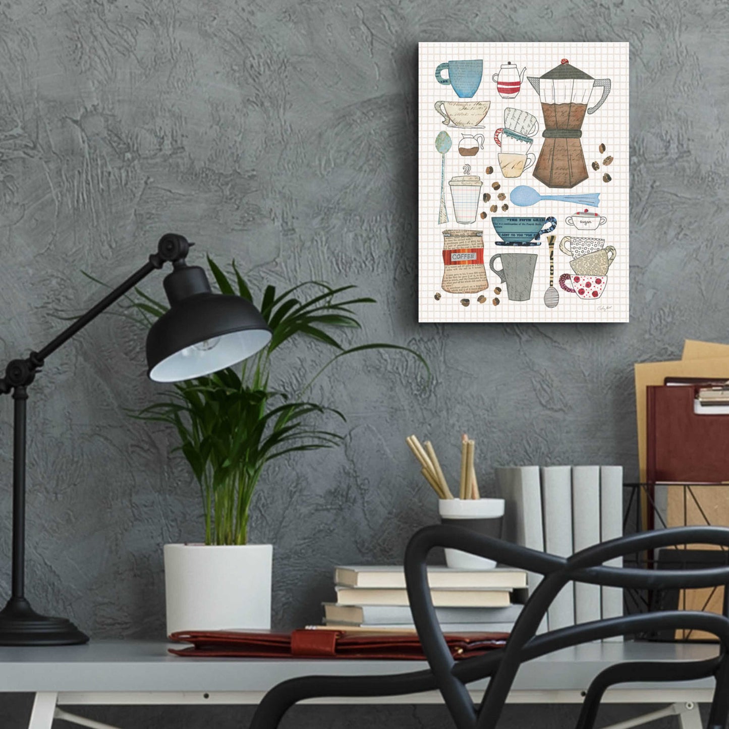 Epic Art 'Coffee Chart I v2 Gingham' by Courtney Prahl, Acrylic Glass Wall Art,12x16