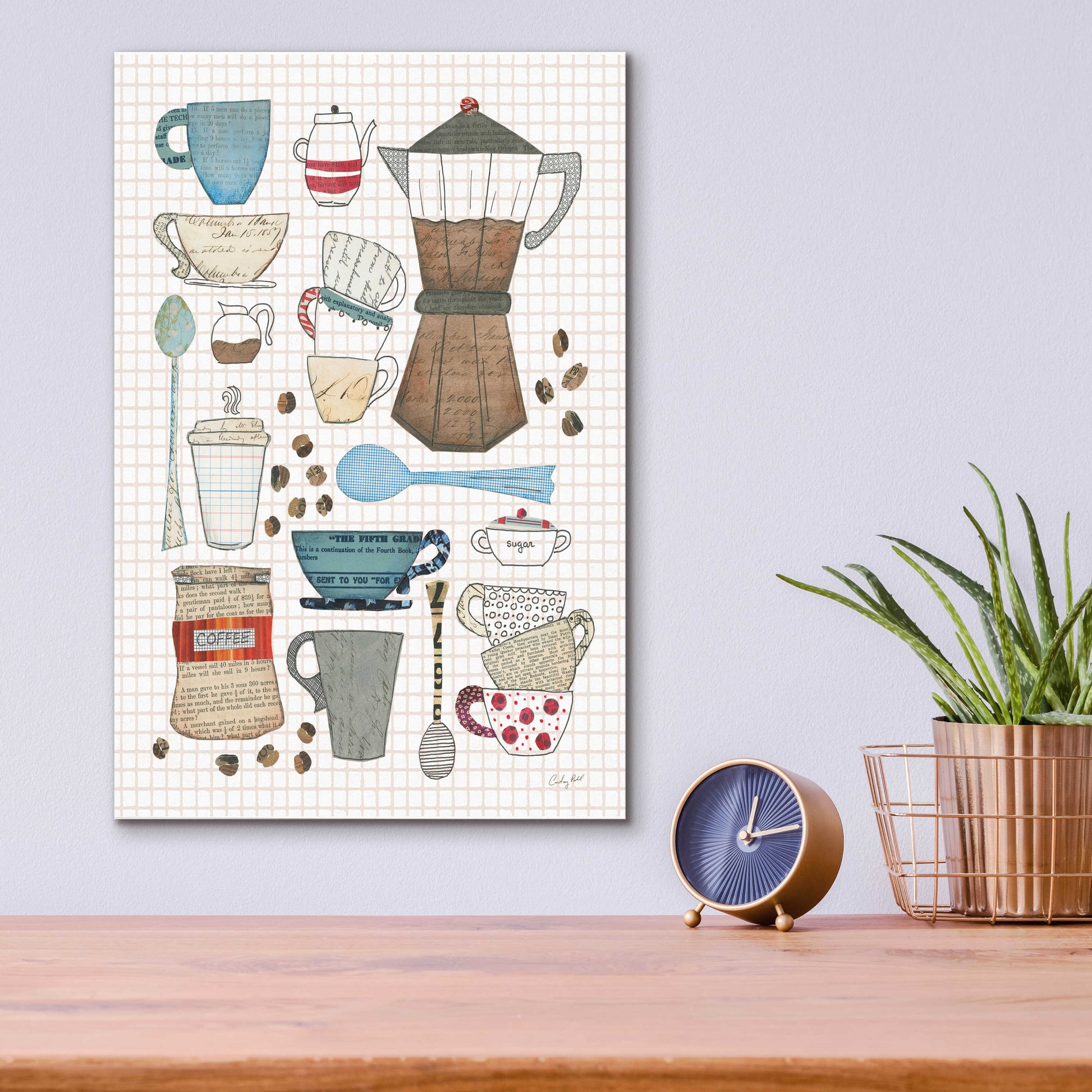 Epic Art 'Coffee Chart I v2 Gingham' by Courtney Prahl, Acrylic Glass Wall Art,12x16