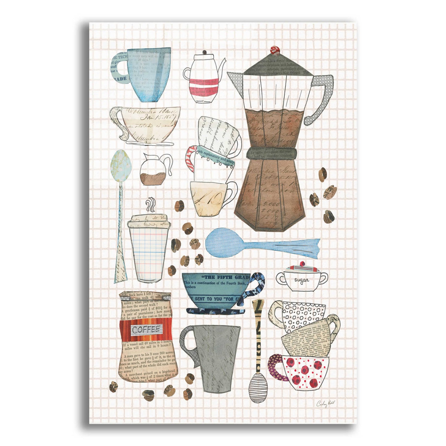 Epic Art 'Coffee Chart I v2 Gingham' by Courtney Prahl, Acrylic Glass Wall Art,12x16