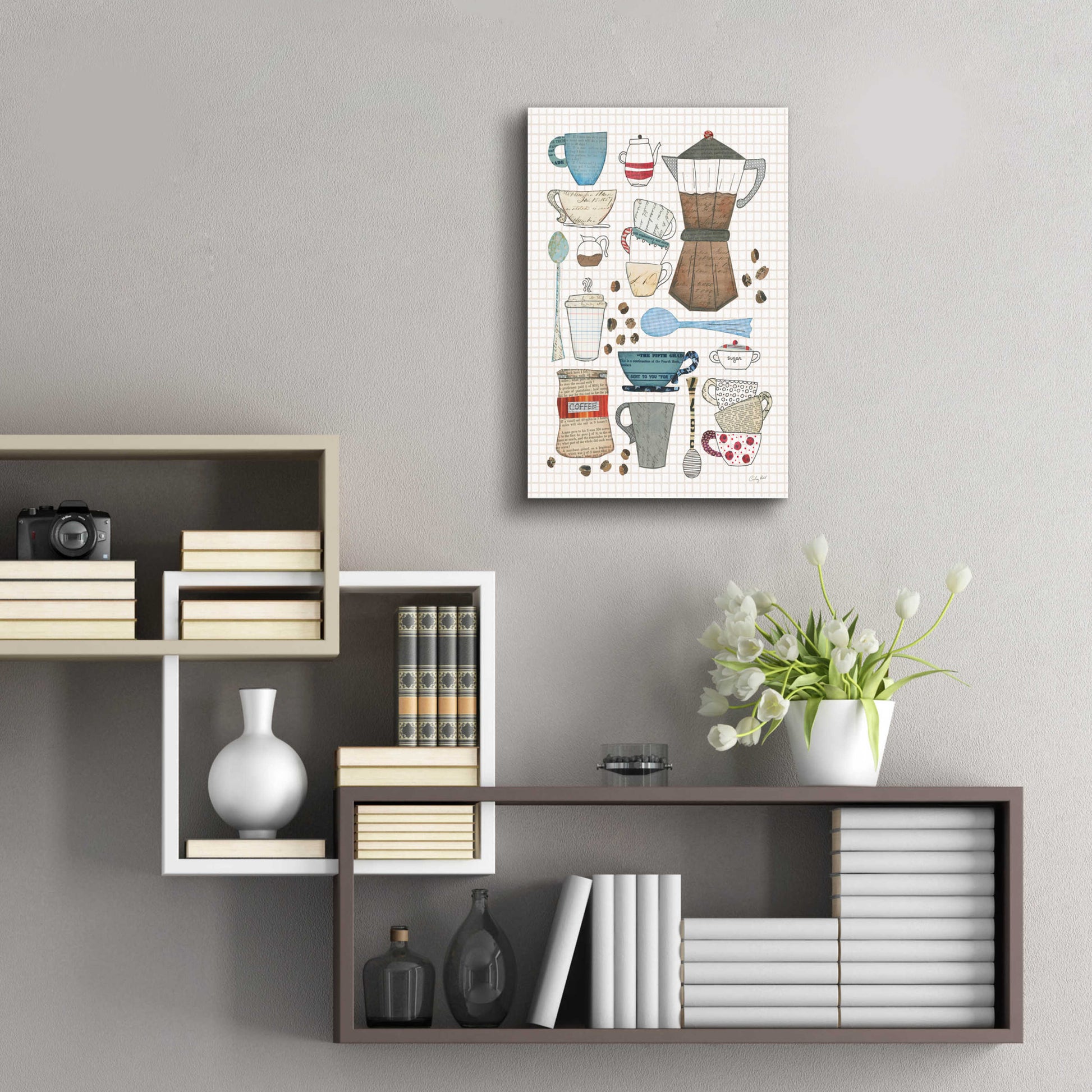 Epic Art 'Coffee Chart I v2 Gingham' by Courtney Prahl, Acrylic Glass Wall Art,16x24