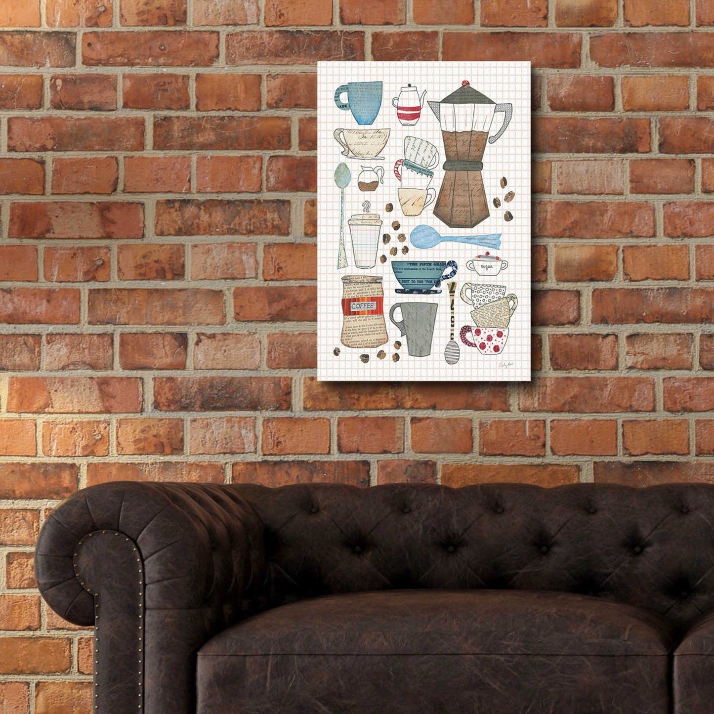 Epic Art 'Coffee Chart I v2 Gingham' by Courtney Prahl, Acrylic Glass Wall Art,16x24