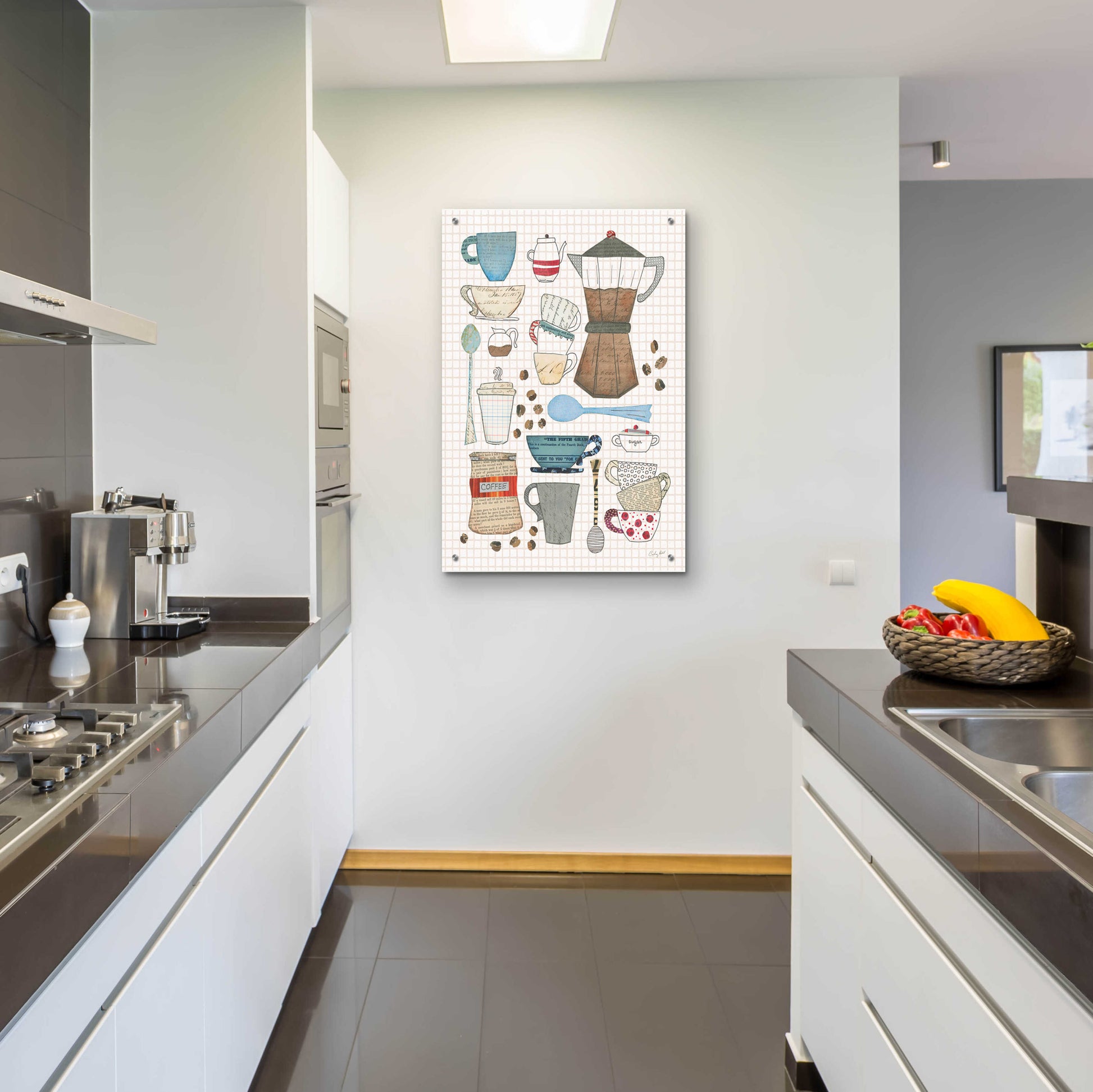 Epic Art 'Coffee Chart I v2 Gingham' by Courtney Prahl, Acrylic Glass Wall Art,24x36