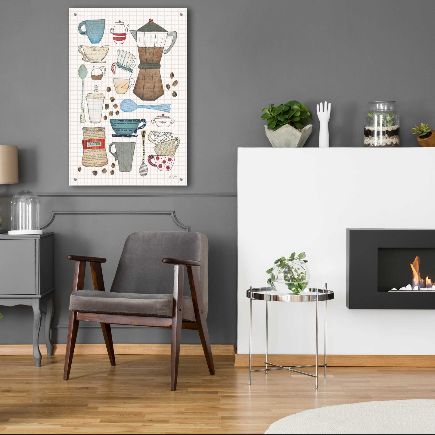 Epic Art 'Coffee Chart I v2 Gingham' by Courtney Prahl, Acrylic Glass Wall Art,24x36