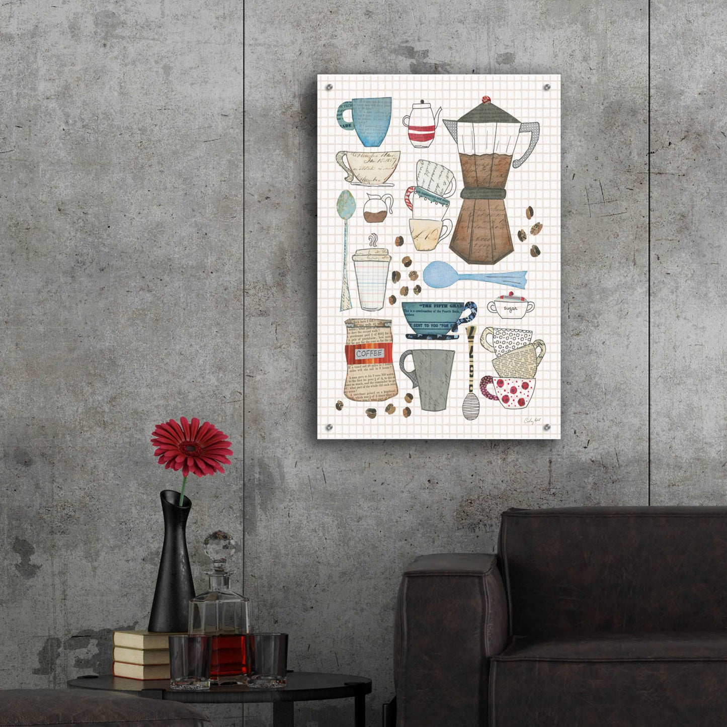 Epic Art 'Coffee Chart I v2 Gingham' by Courtney Prahl, Acrylic Glass Wall Art,24x36