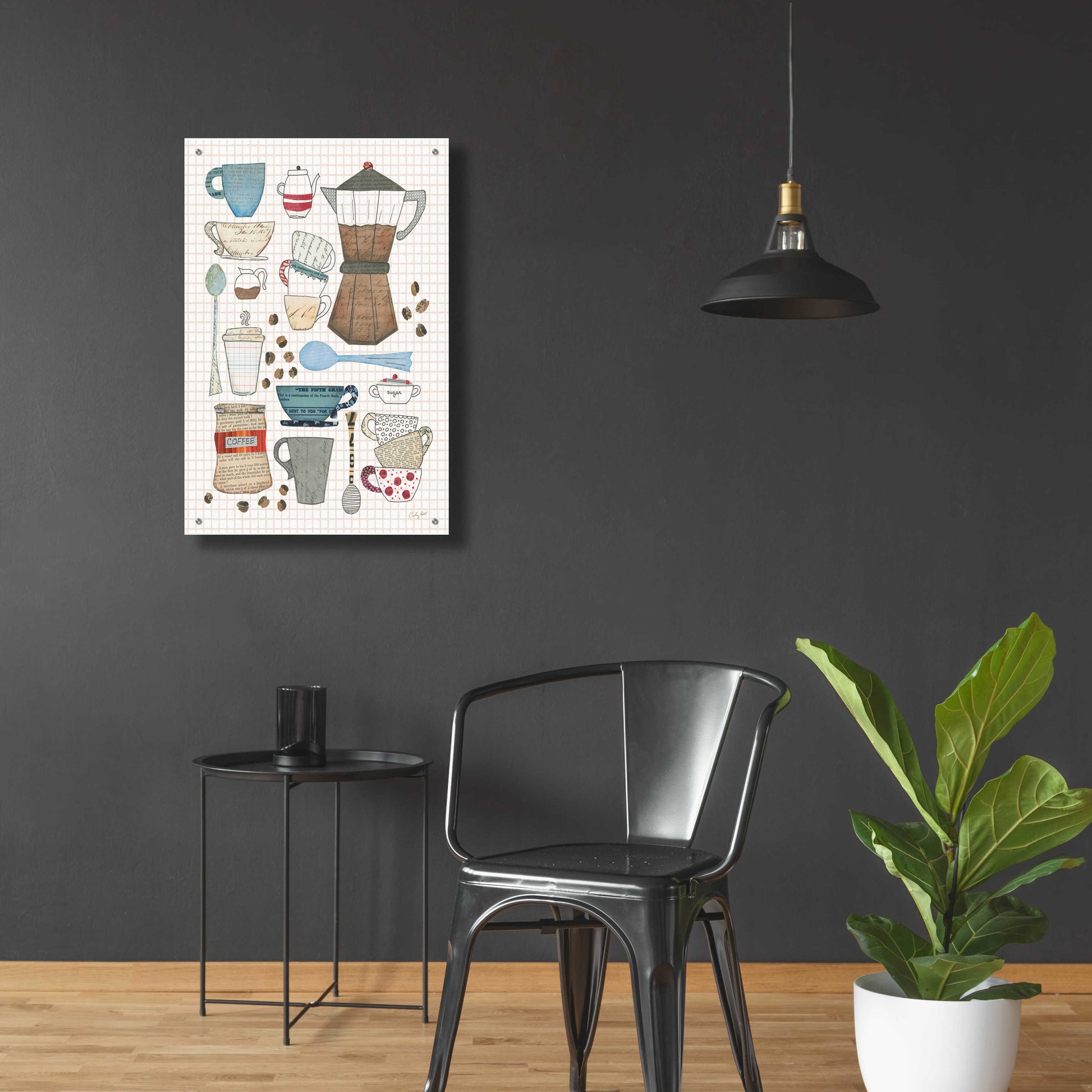 Epic Art 'Coffee Chart I v2 Gingham' by Courtney Prahl, Acrylic Glass Wall Art,24x36