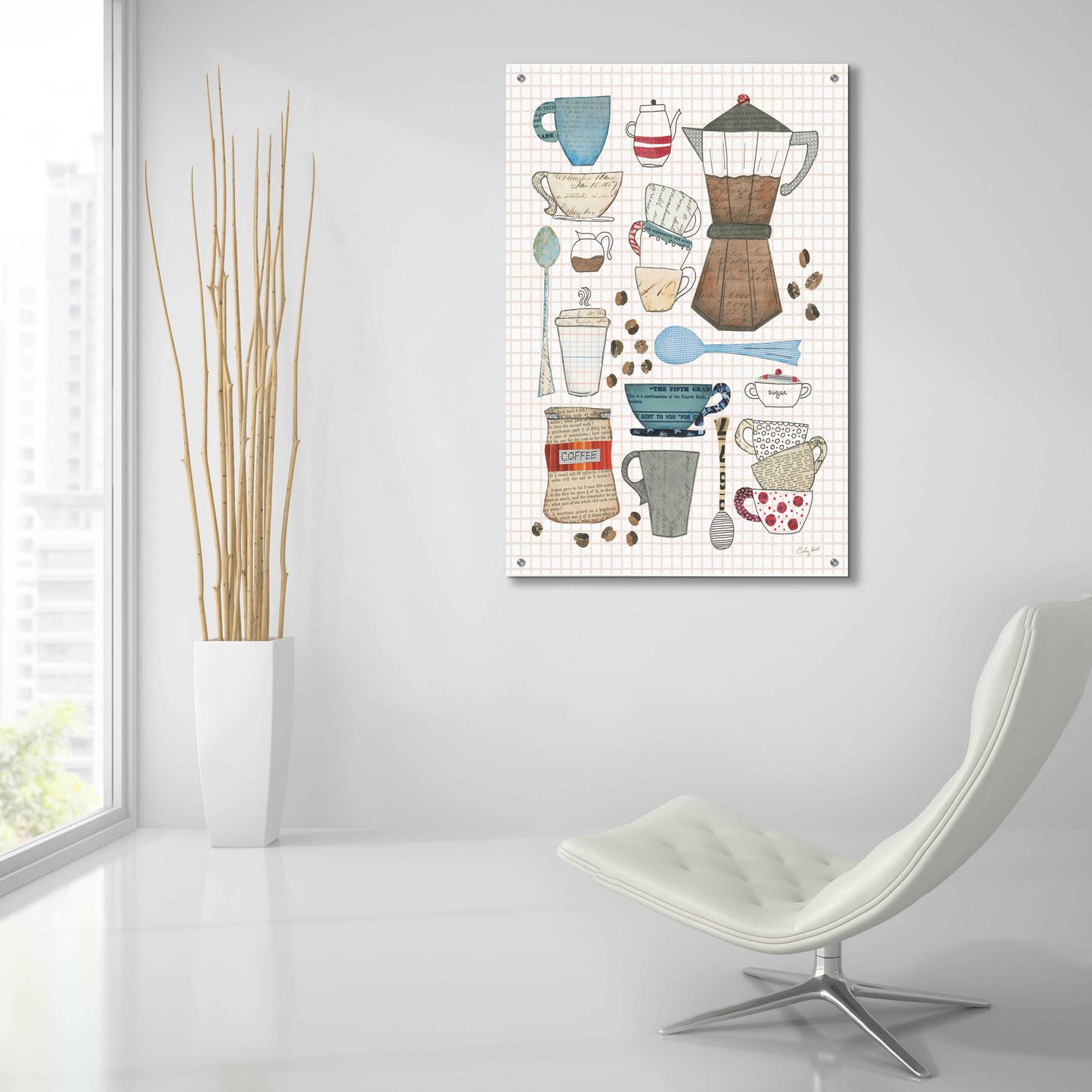 Epic Art 'Coffee Chart I v2 Gingham' by Courtney Prahl, Acrylic Glass Wall Art,24x36