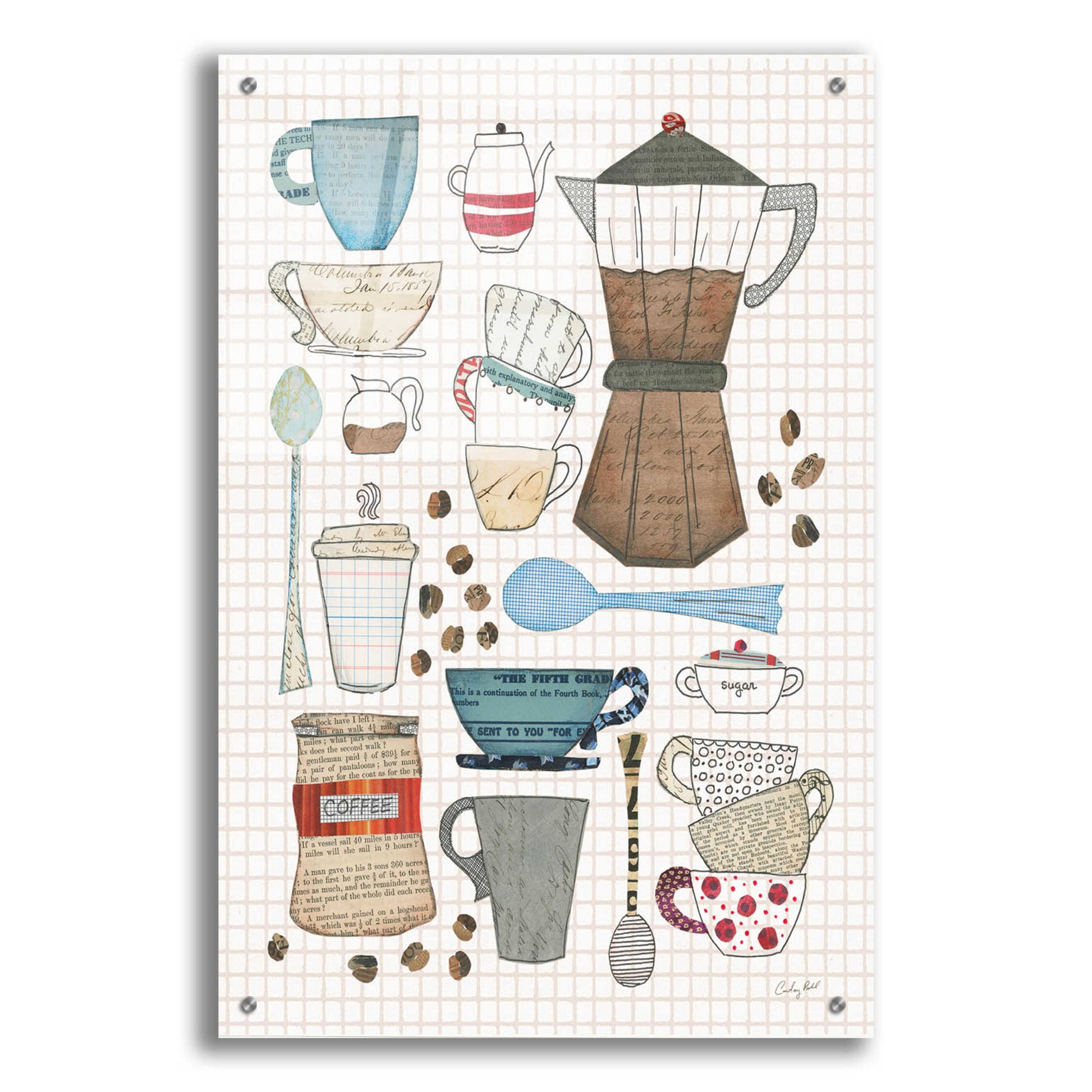 Epic Art 'Coffee Chart I v2 Gingham' by Courtney Prahl, Acrylic Glass Wall Art,24x36