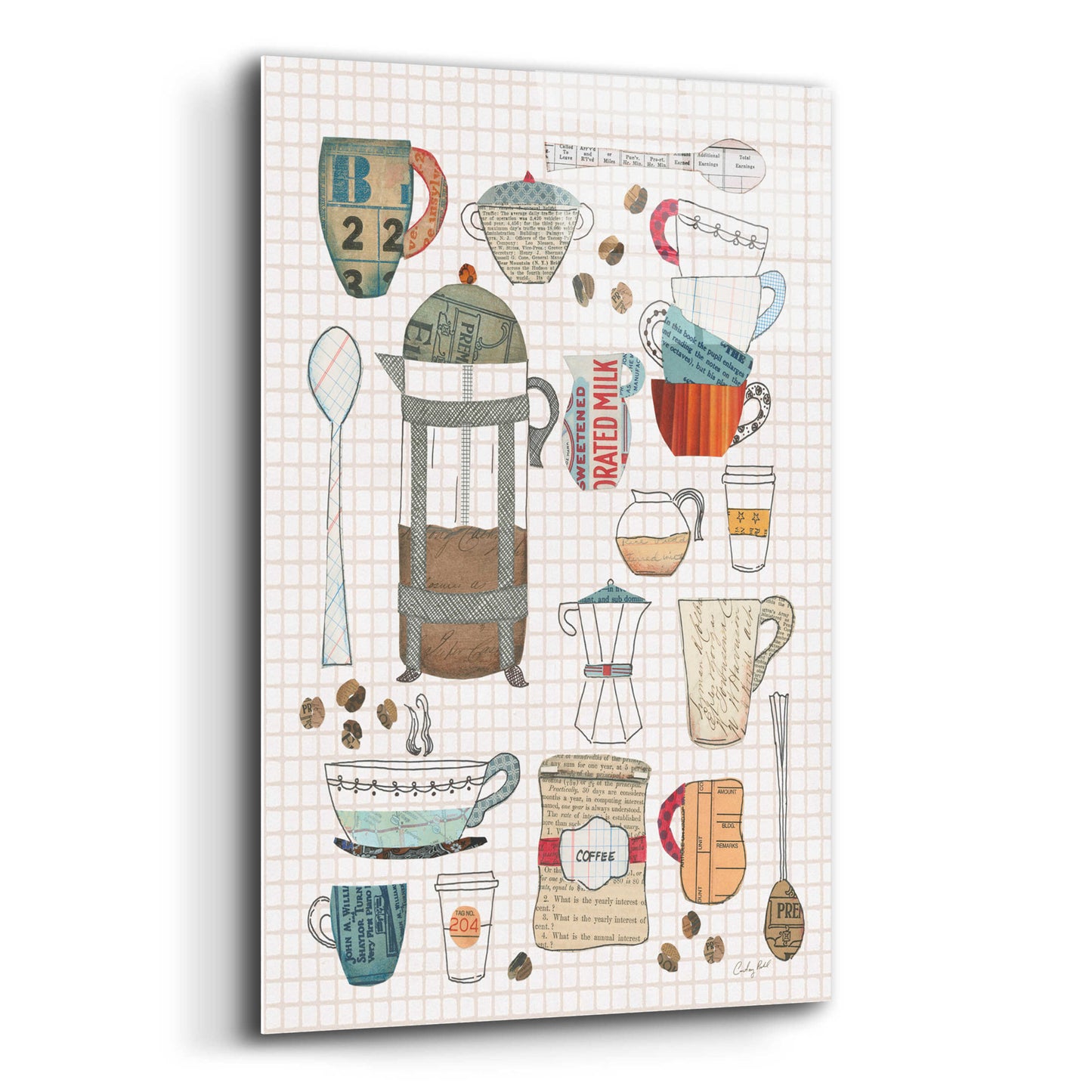 Epic Art 'Coffee Chart II v2 Gingham' by Courtney Prahl, Acrylic Glass Wall Art,12x16