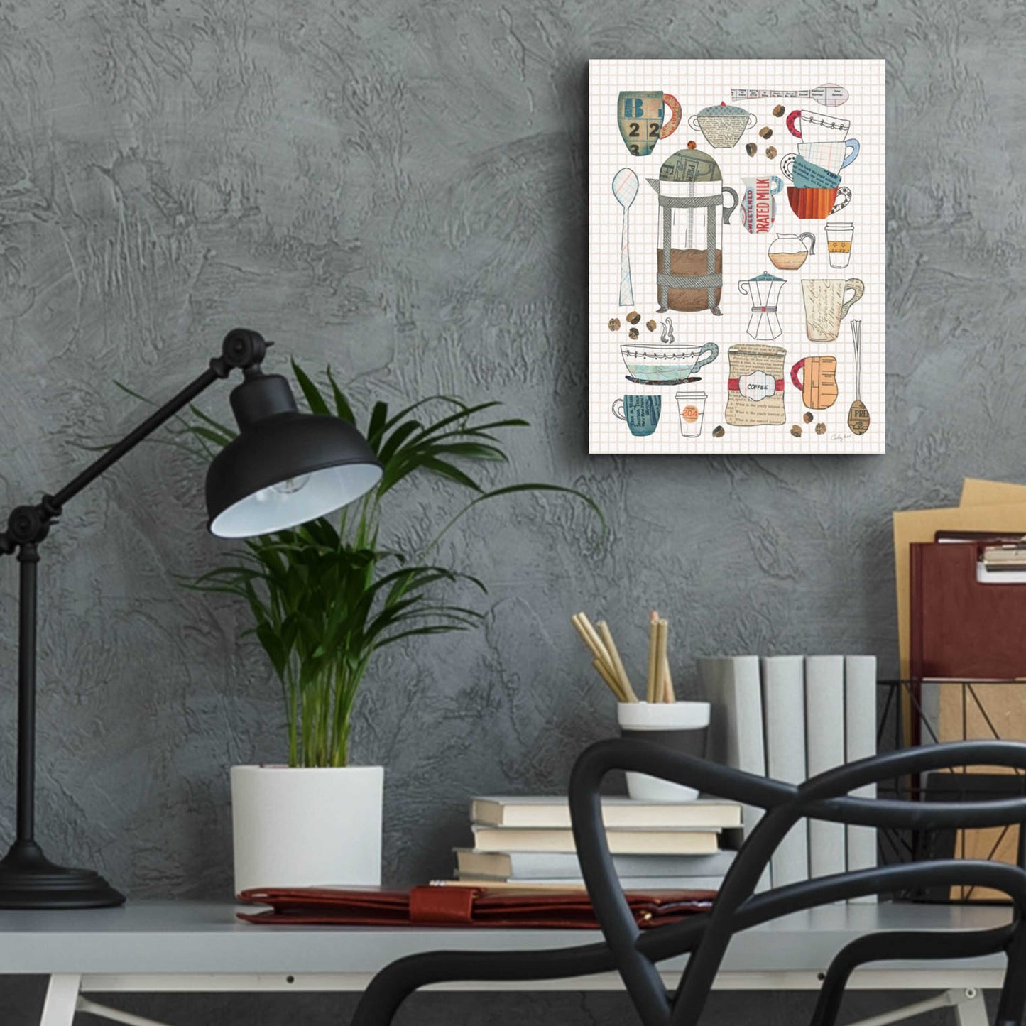 Epic Art 'Coffee Chart II v2 Gingham' by Courtney Prahl, Acrylic Glass Wall Art,12x16