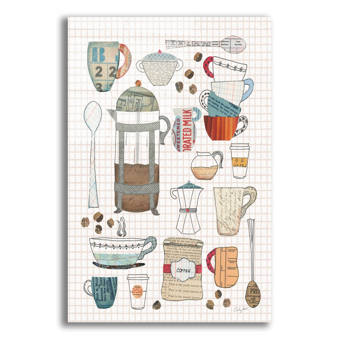 Epic Art 'Coffee Chart II v2 Gingham' by Courtney Prahl, Acrylic Glass Wall Art,12x16