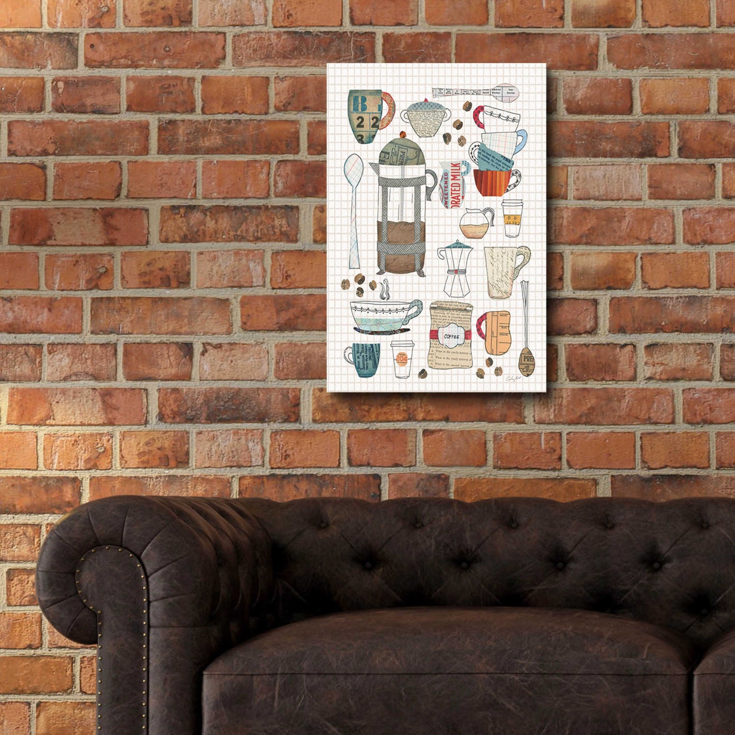 Epic Art 'Coffee Chart II v2 Gingham' by Courtney Prahl, Acrylic Glass Wall Art,16x24