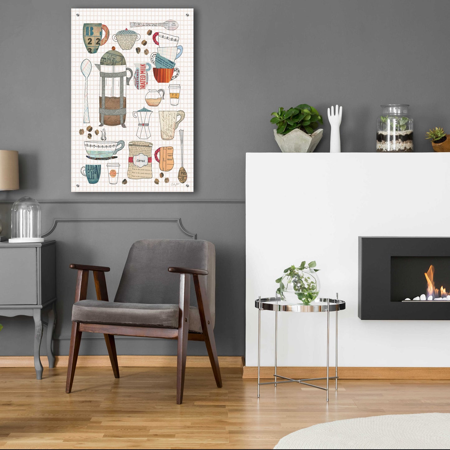 Epic Art 'Coffee Chart II v2 Gingham' by Courtney Prahl, Acrylic Glass Wall Art,24x36