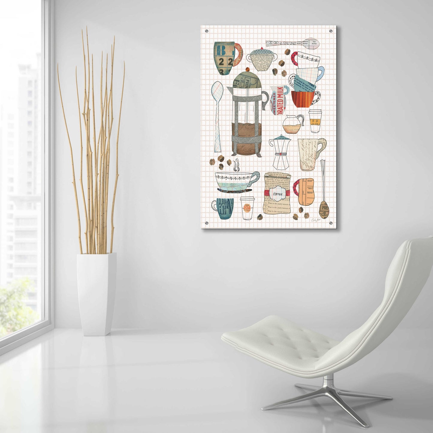 Epic Art 'Coffee Chart II v2 Gingham' by Courtney Prahl, Acrylic Glass Wall Art,24x36