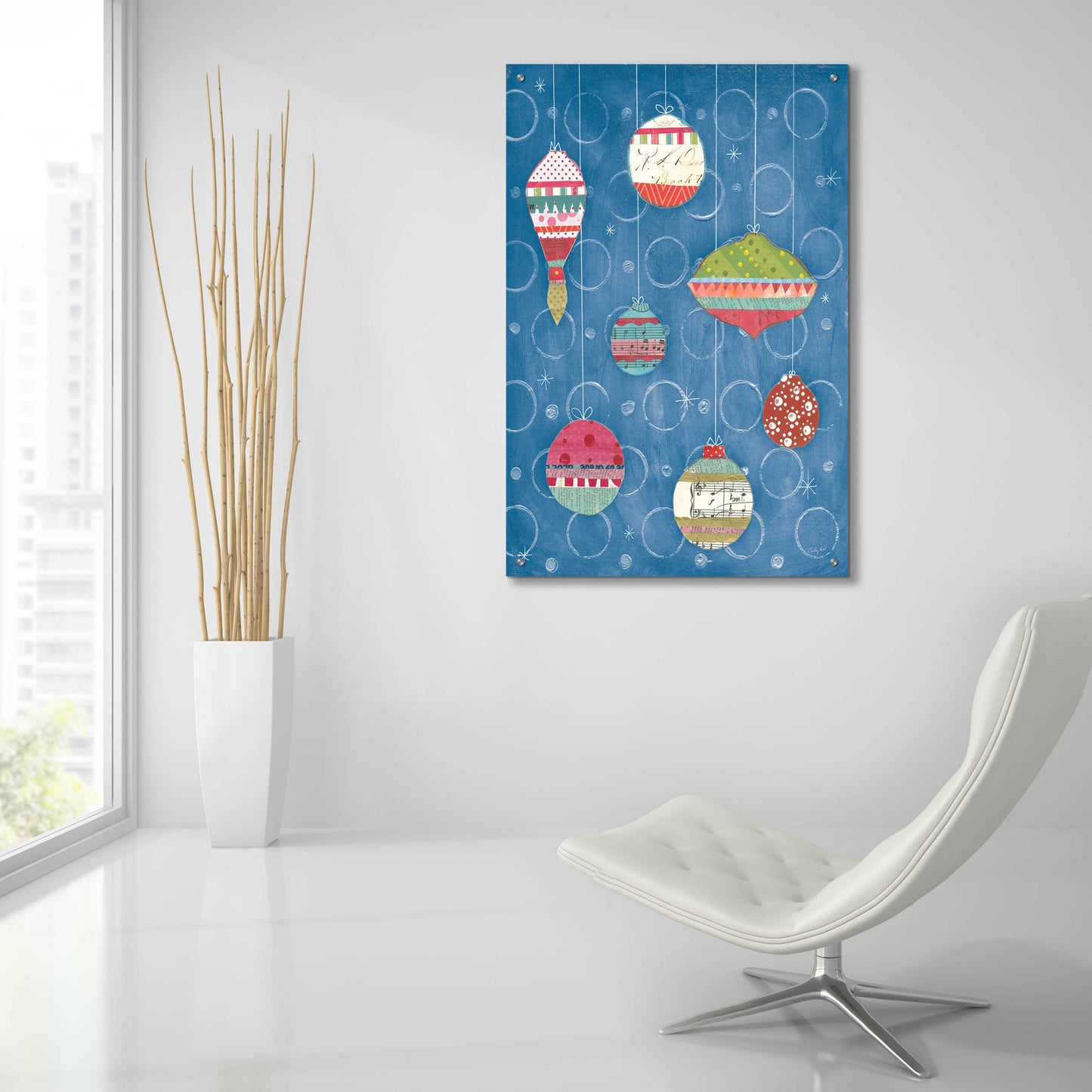 Epic Art 'Retro Ornaments I Blue' by Courtney Prahl, Acrylic Glass Wall Art,24x36