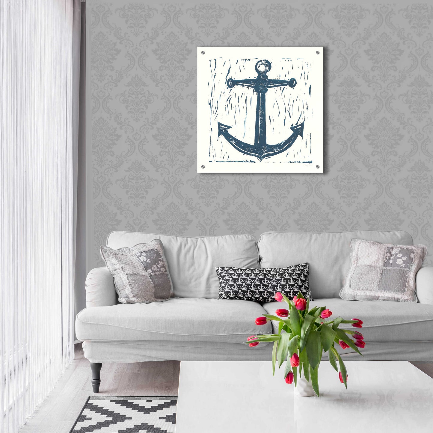 Epic Art 'Nautical Collage on White III' by Courtney Prahl, Acrylic Glass Wall Art,24x24