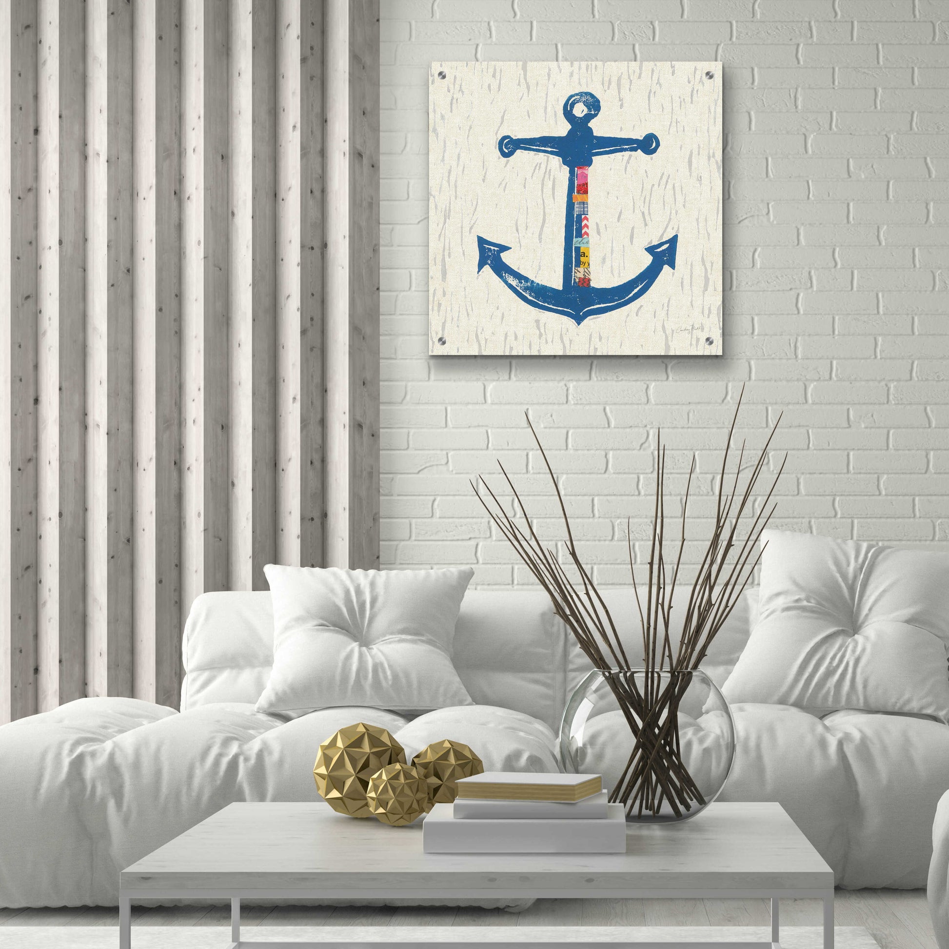 Epic Art 'Nautical Collage III on Linen' by Courtney Prahl, Acrylic Glass Wall Art,24x24