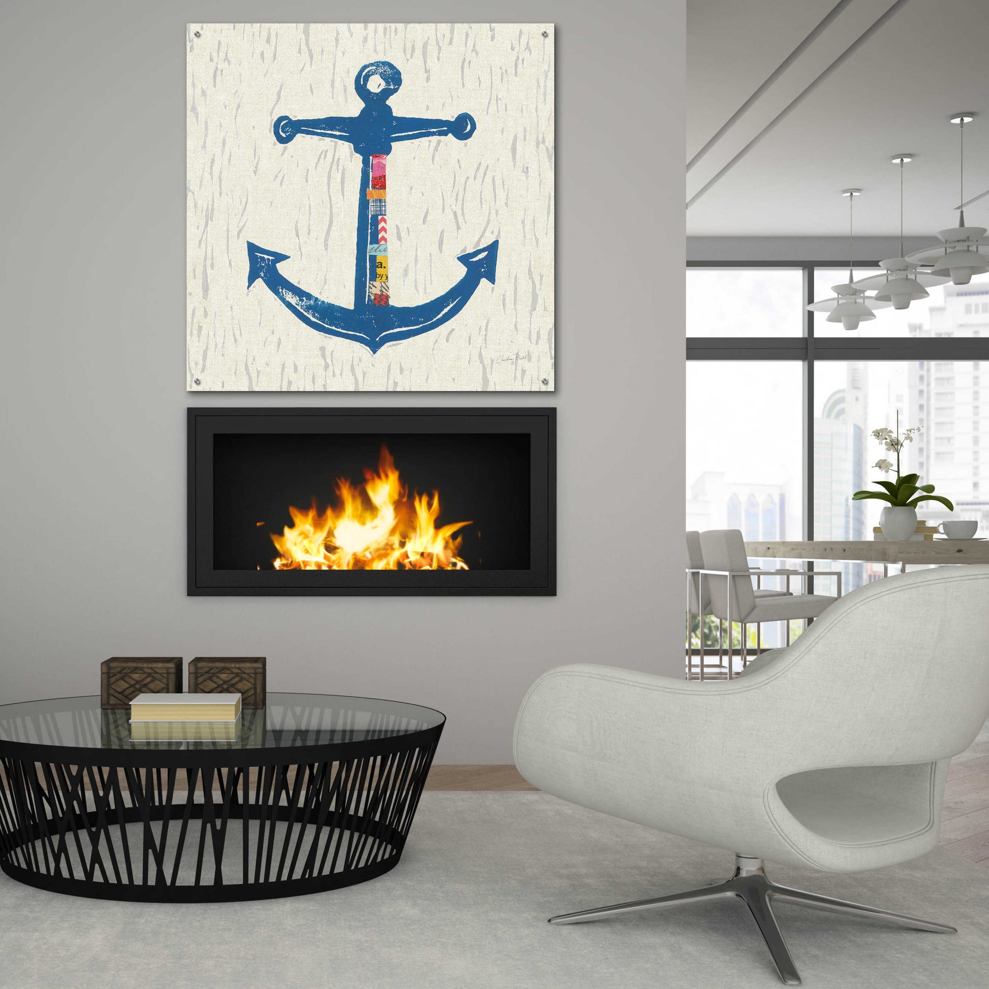 Epic Art 'Nautical Collage III on Linen' by Courtney Prahl, Acrylic Glass Wall Art,36x36