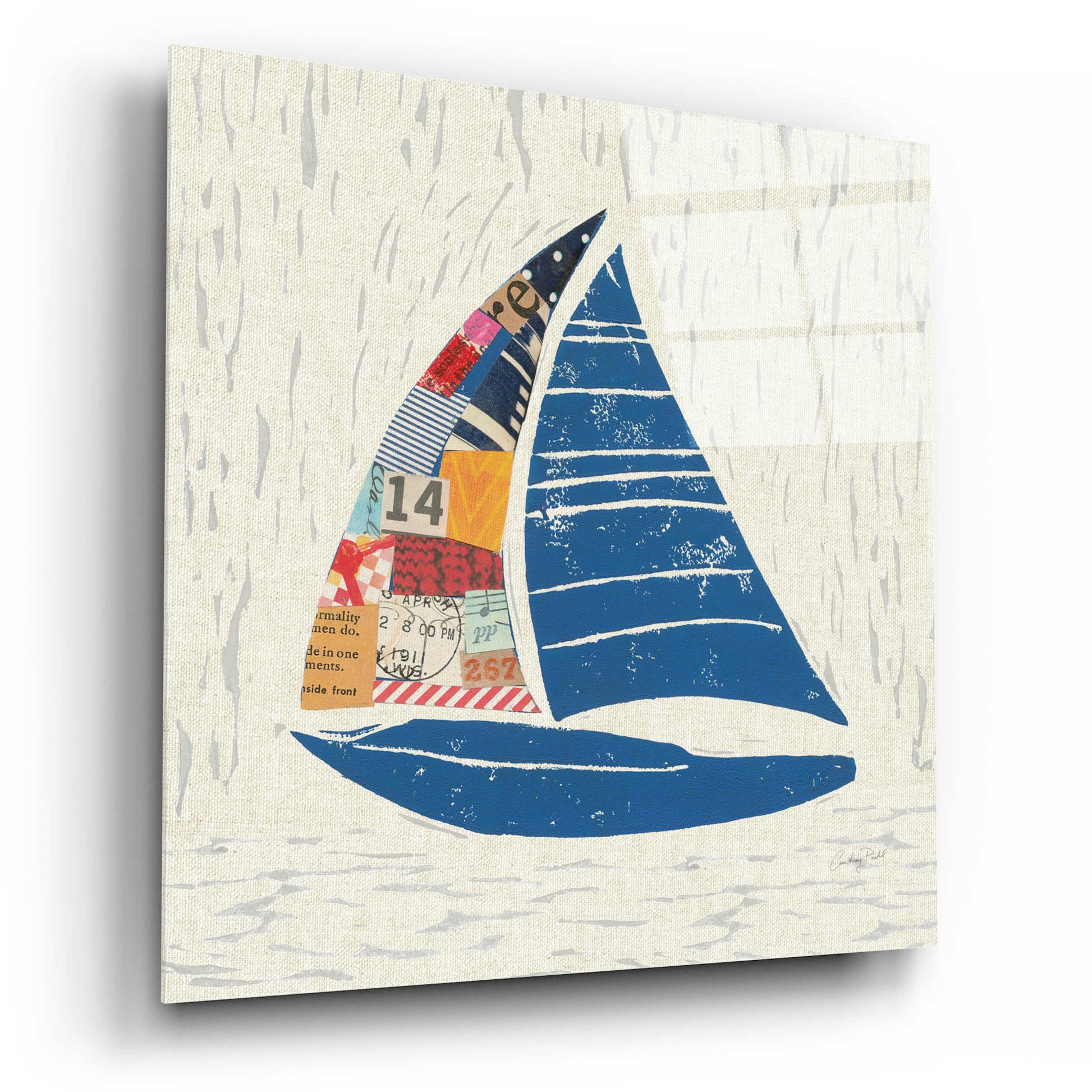 Epic Art 'Nautical Collage IV on Linen' by Courtney Prahl, Acrylic Glass Wall Art,12x12