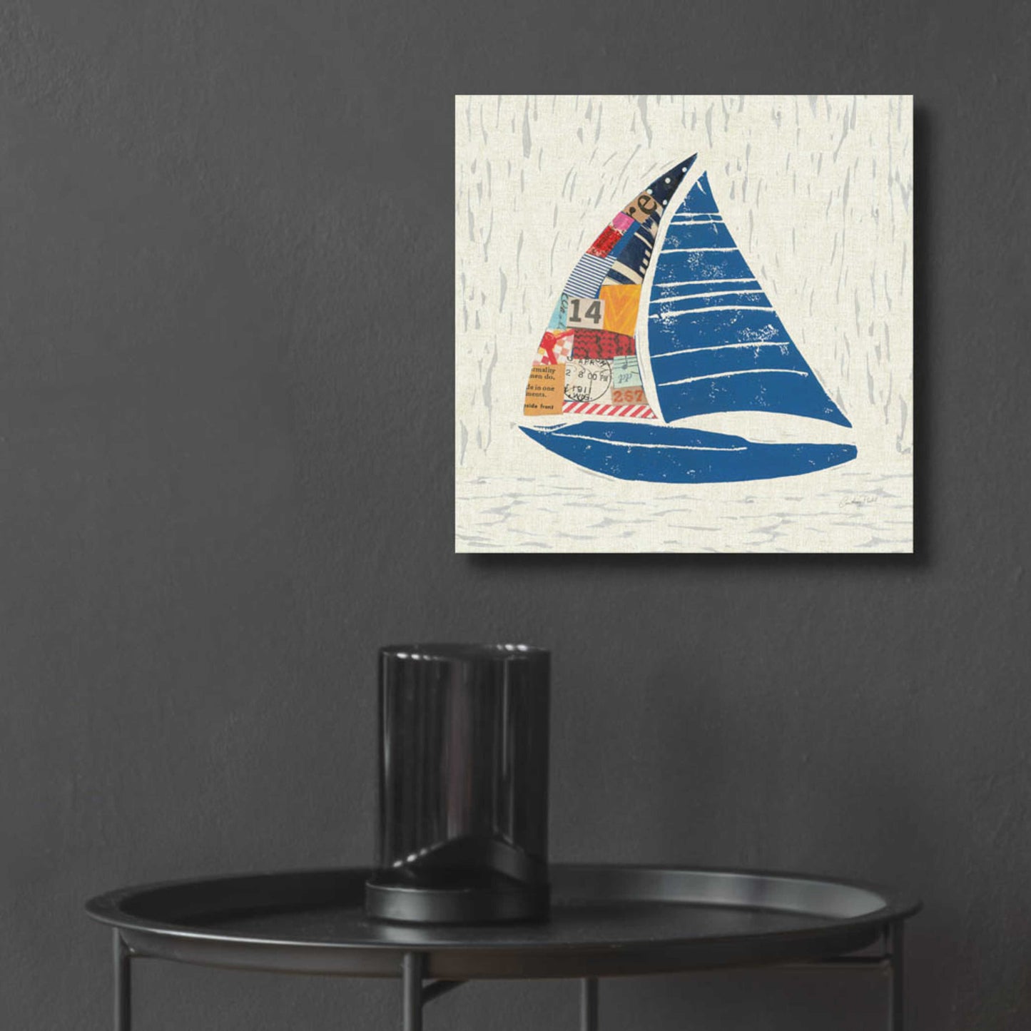 Epic Art 'Nautical Collage IV on Linen' by Courtney Prahl, Acrylic Glass Wall Art,12x12