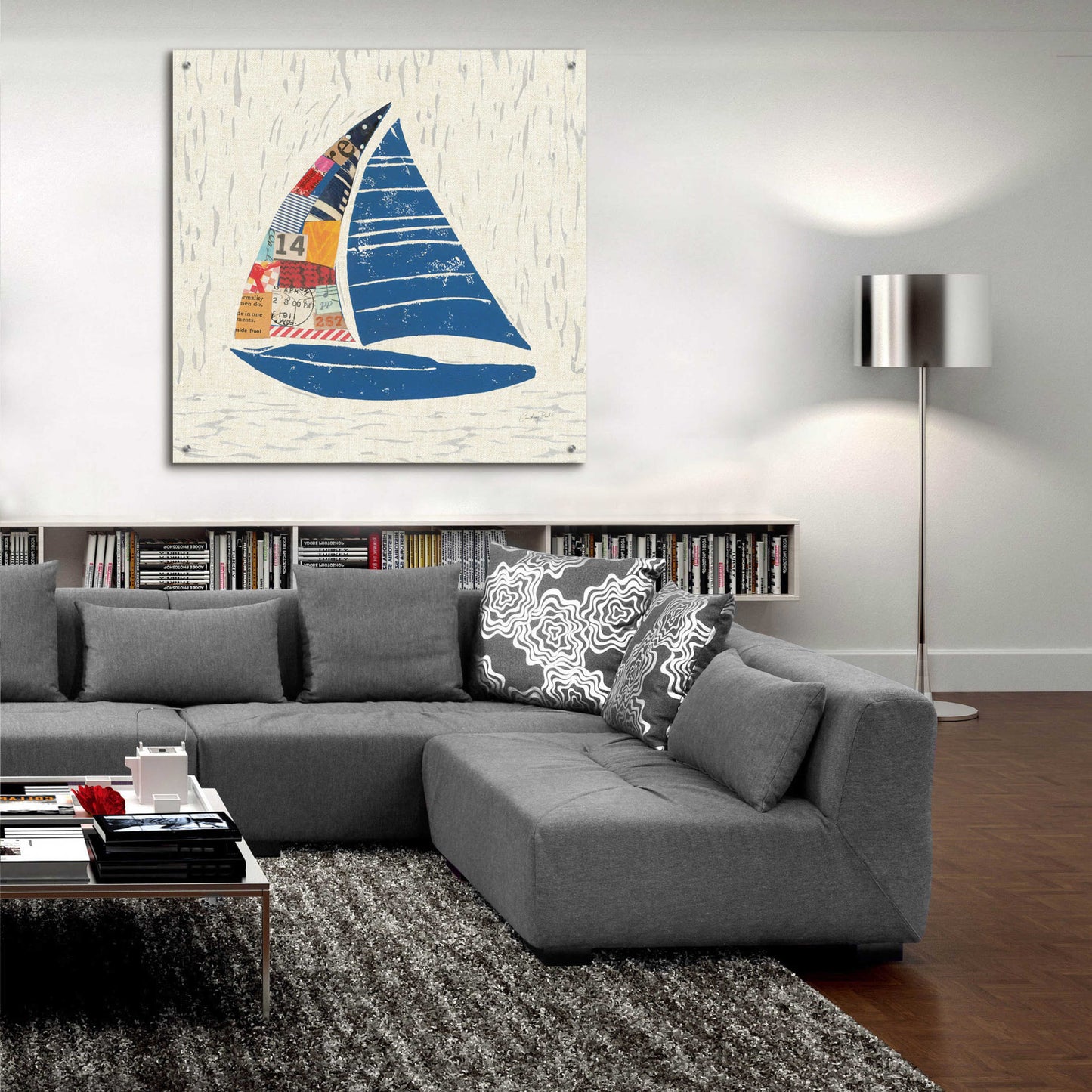 Epic Art 'Nautical Collage IV on Linen' by Courtney Prahl, Acrylic Glass Wall Art,36x36