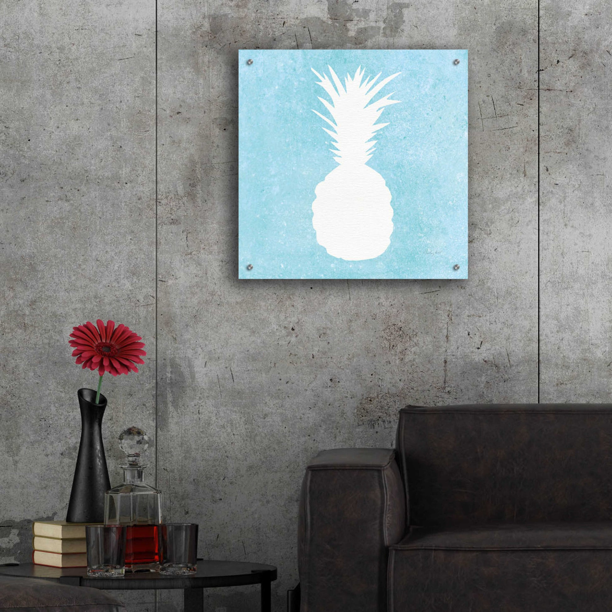 Epic Art 'Tropical Fun Pineapple Silhouette I' by Courtney Prahl, Acrylic Glass Wall Art,24x24