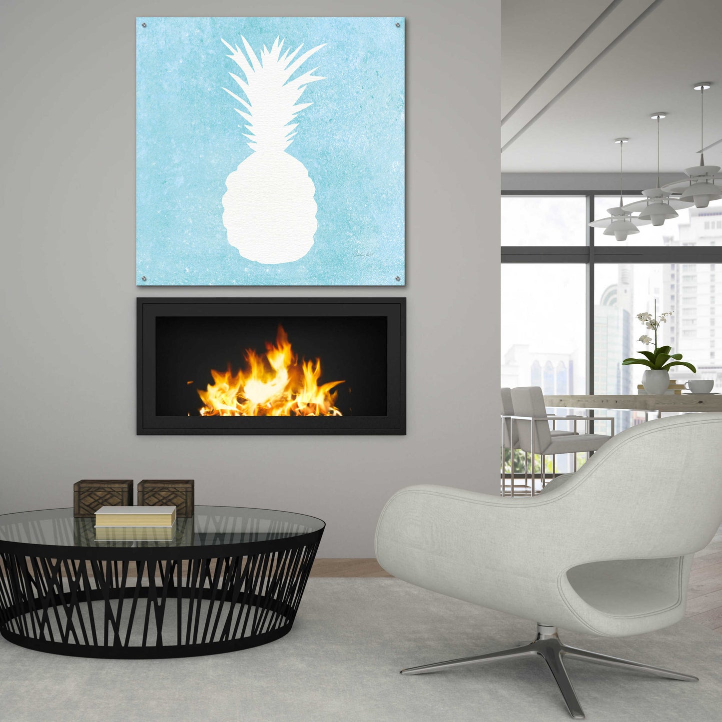 Epic Art 'Tropical Fun Pineapple Silhouette I' by Courtney Prahl, Acrylic Glass Wall Art,36x36