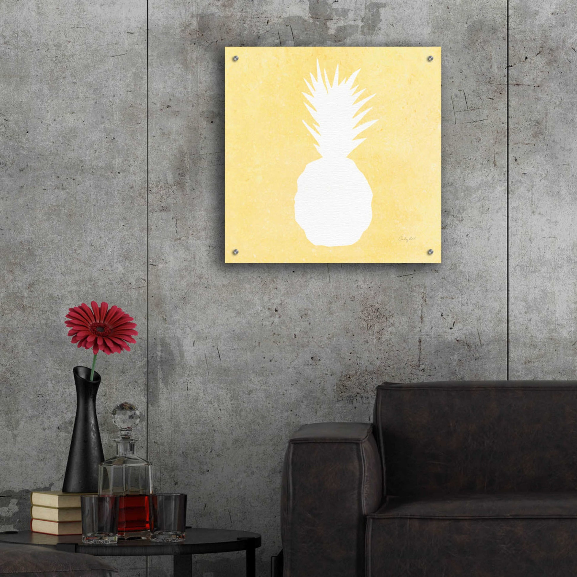 Epic Art 'Tropical Fun Pineapple Silhouette II' by Courtney Prahl, Acrylic Glass Wall Art,24x24