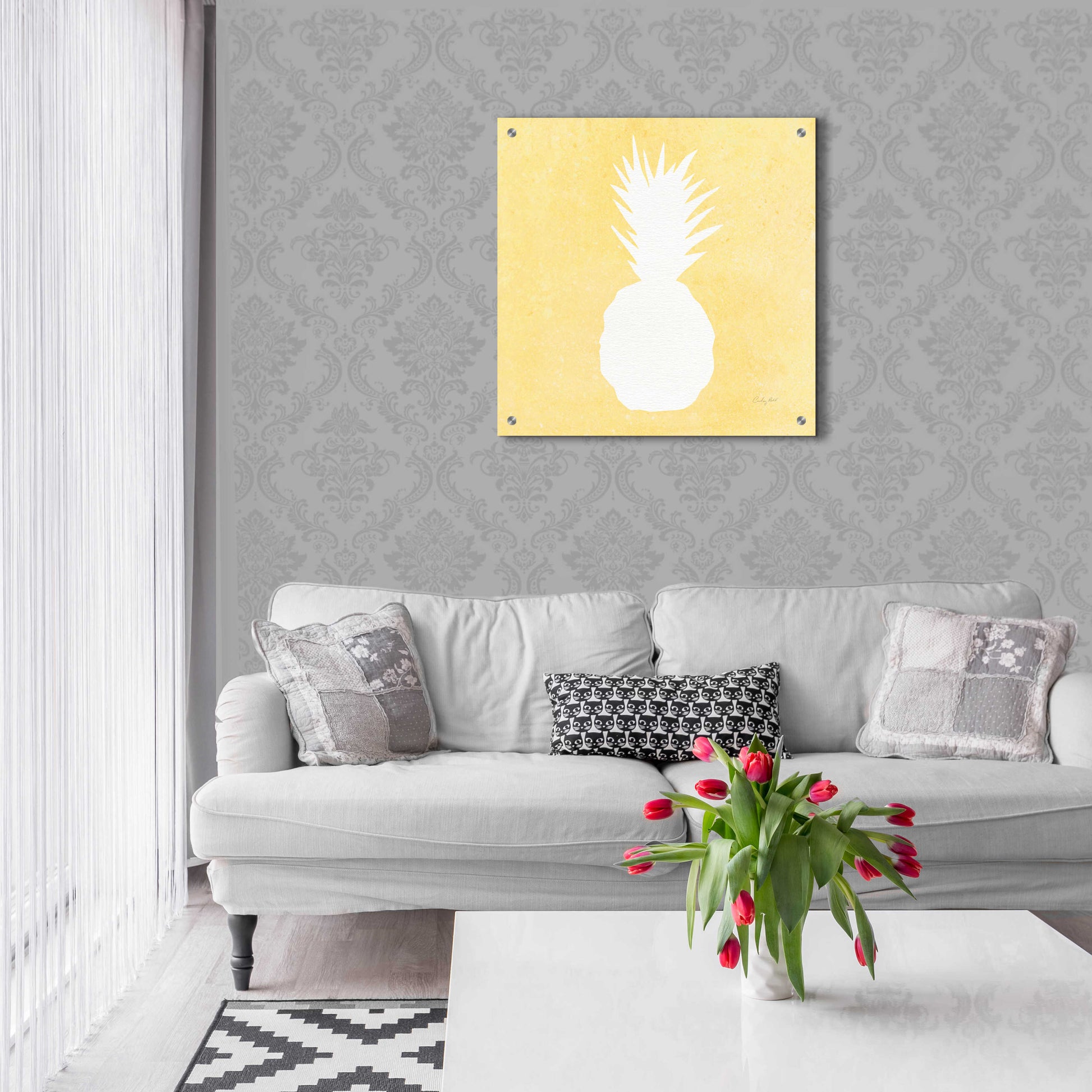 Epic Art 'Tropical Fun Pineapple Silhouette II' by Courtney Prahl, Acrylic Glass Wall Art,24x24