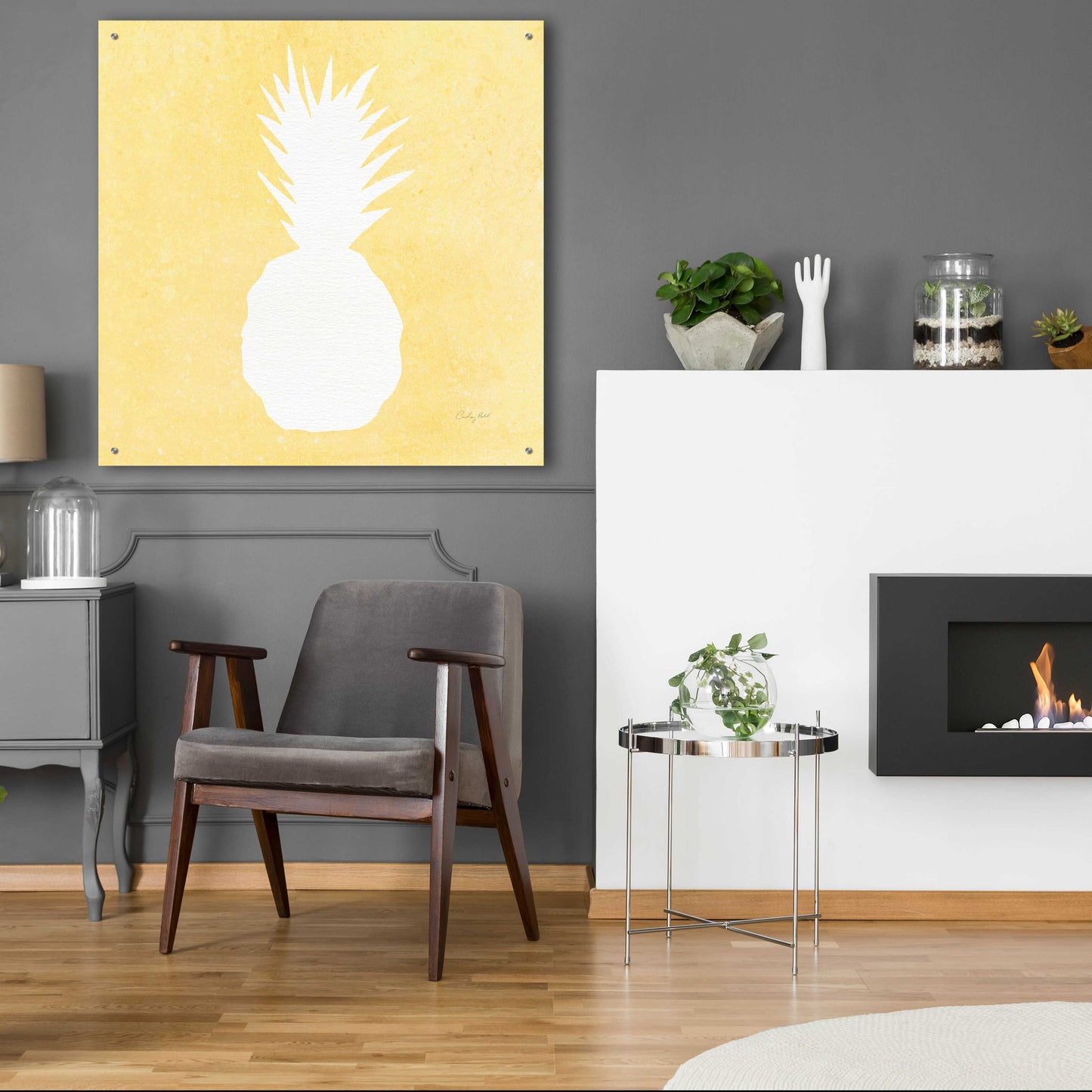 Epic Art 'Tropical Fun Pineapple Silhouette II' by Courtney Prahl, Acrylic Glass Wall Art,36x36