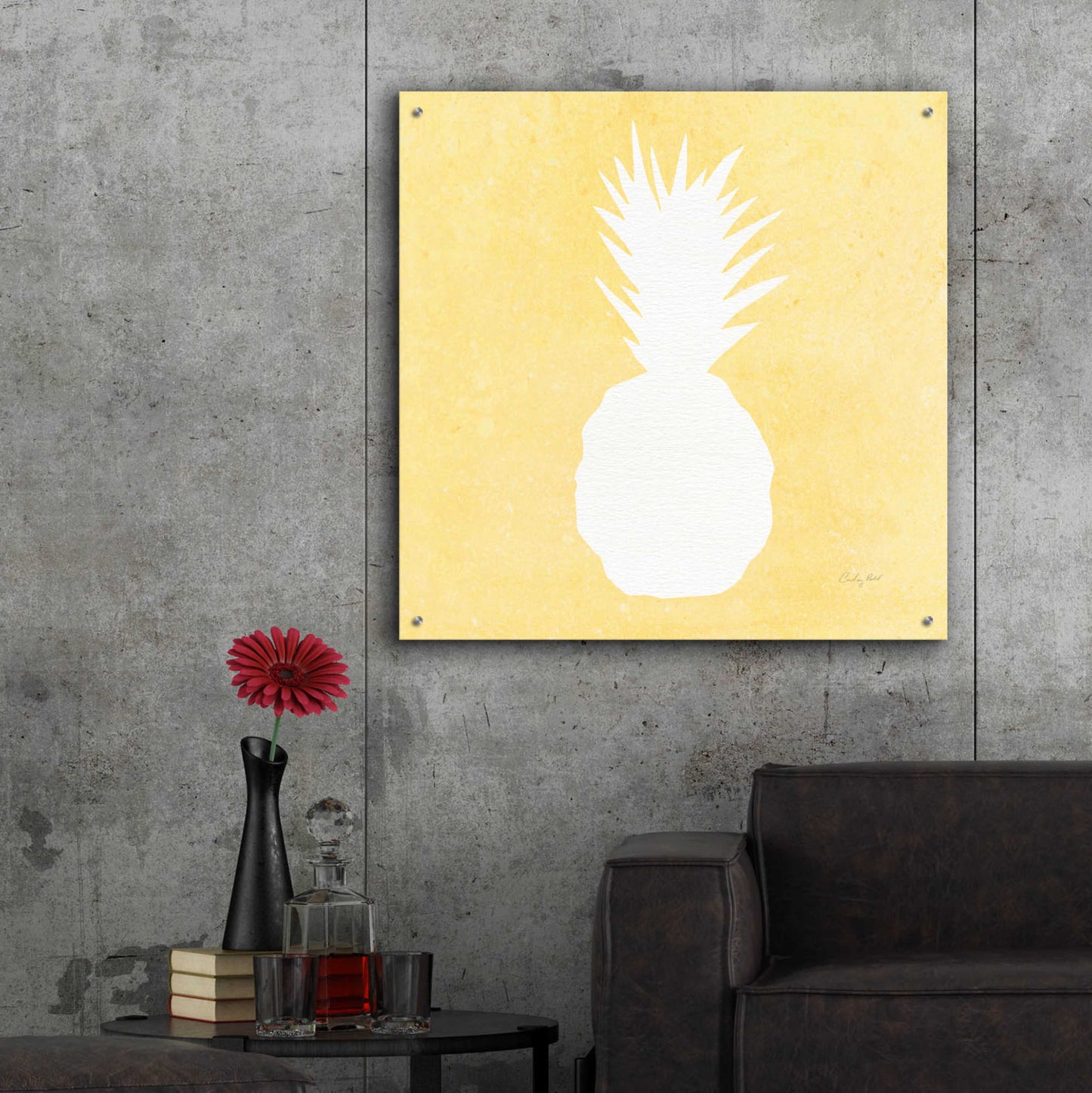 Epic Art 'Tropical Fun Pineapple Silhouette II' by Courtney Prahl, Acrylic Glass Wall Art,36x36