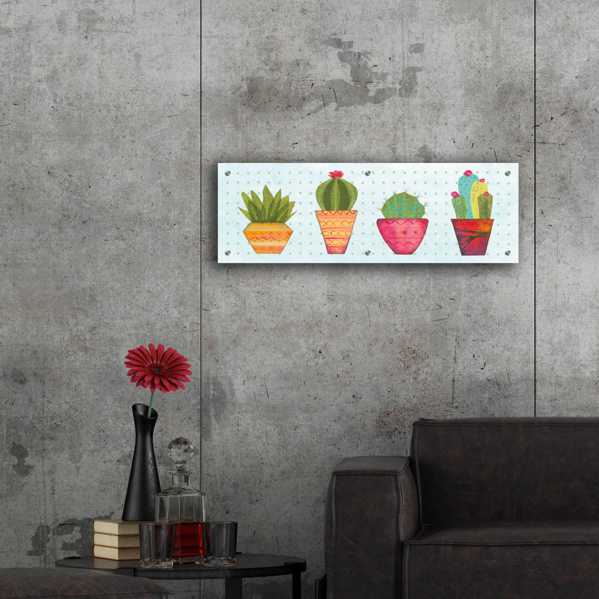 Epic Art 'Southwest Cactus VI' by Courtney Prahl, Acrylic Glass Wall Art,36x12