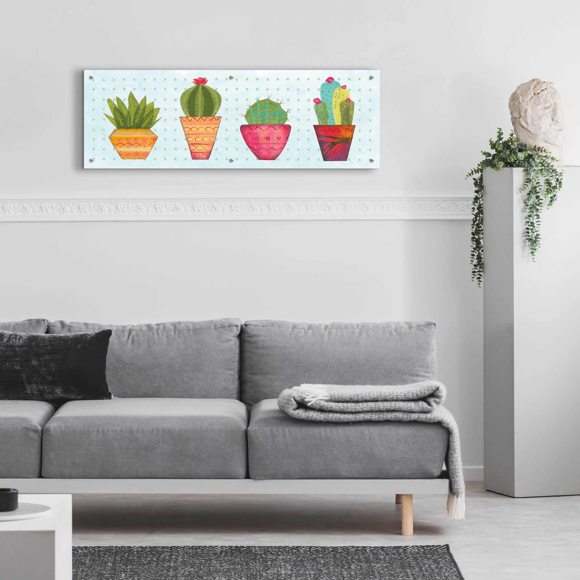 Epic Art 'Southwest Cactus VI' by Courtney Prahl, Acrylic Glass Wall Art,48x16