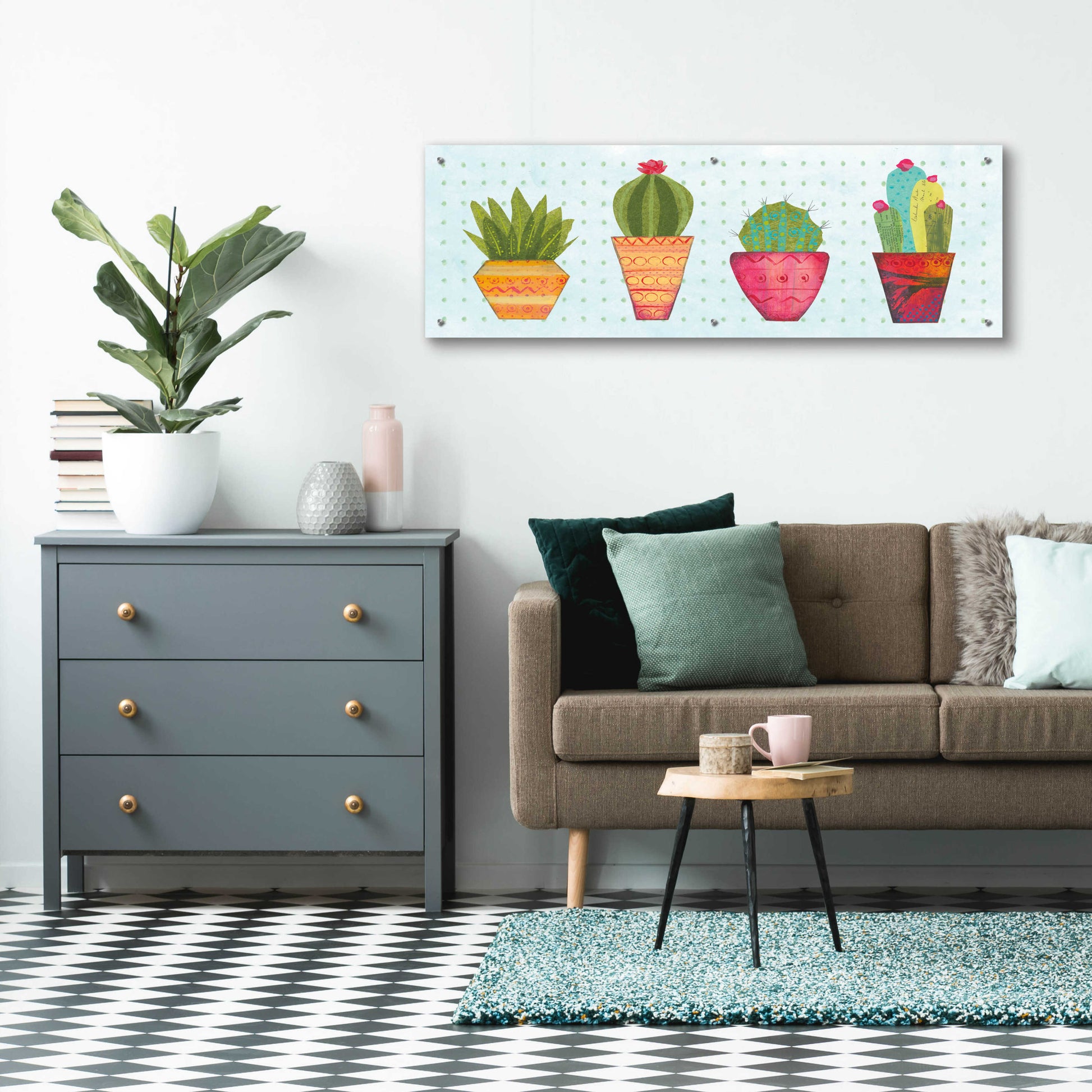 Epic Art 'Southwest Cactus VI' by Courtney Prahl, Acrylic Glass Wall Art,48x16