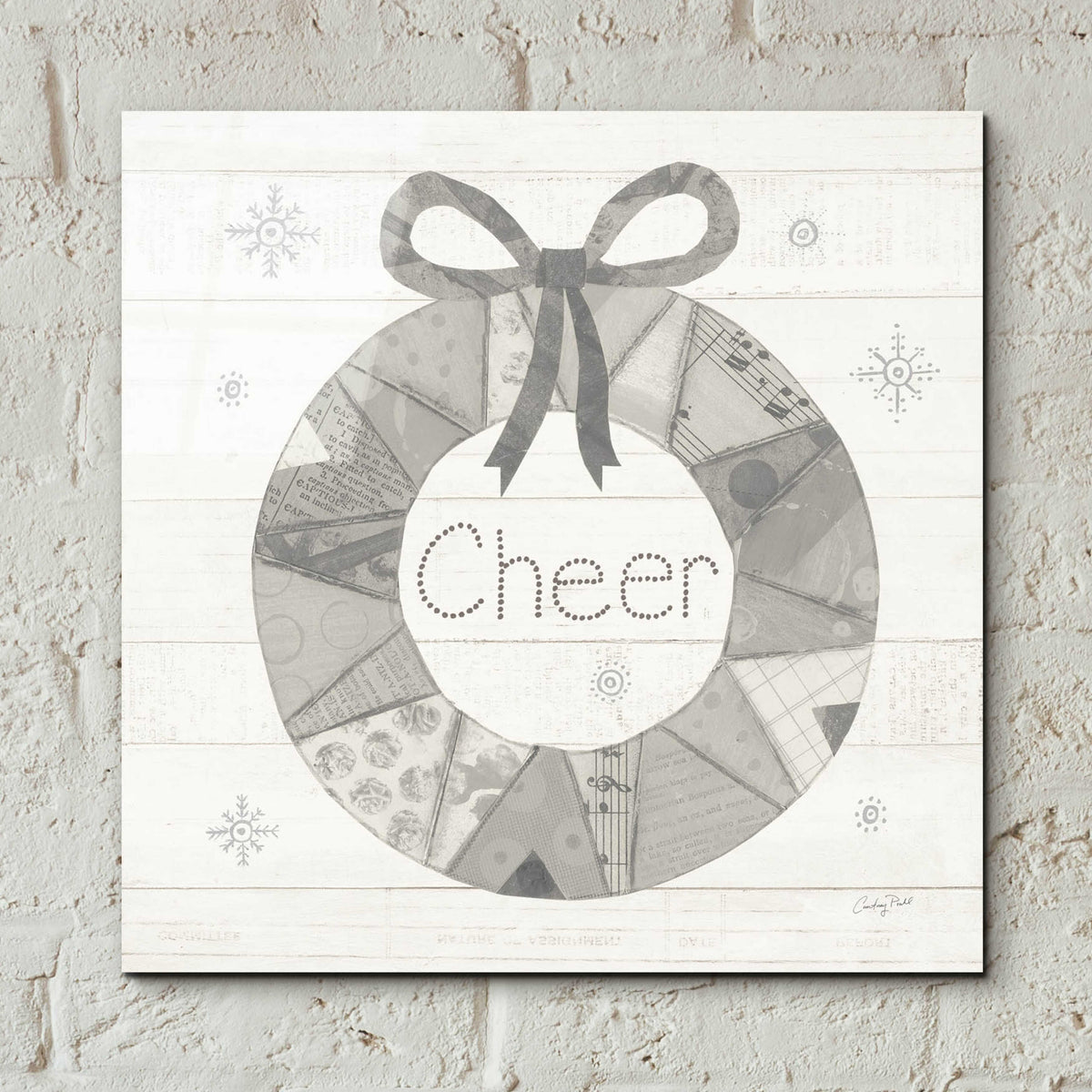 Epic Art 'Christmas Patchwork III Neutral' by Courtney Prahl, Acrylic Glass Wall Art,12x12