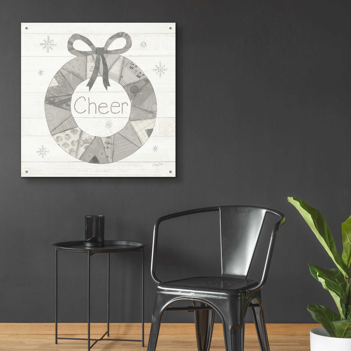 Epic Art 'Christmas Patchwork III Neutral' by Courtney Prahl, Acrylic Glass Wall Art,36x36